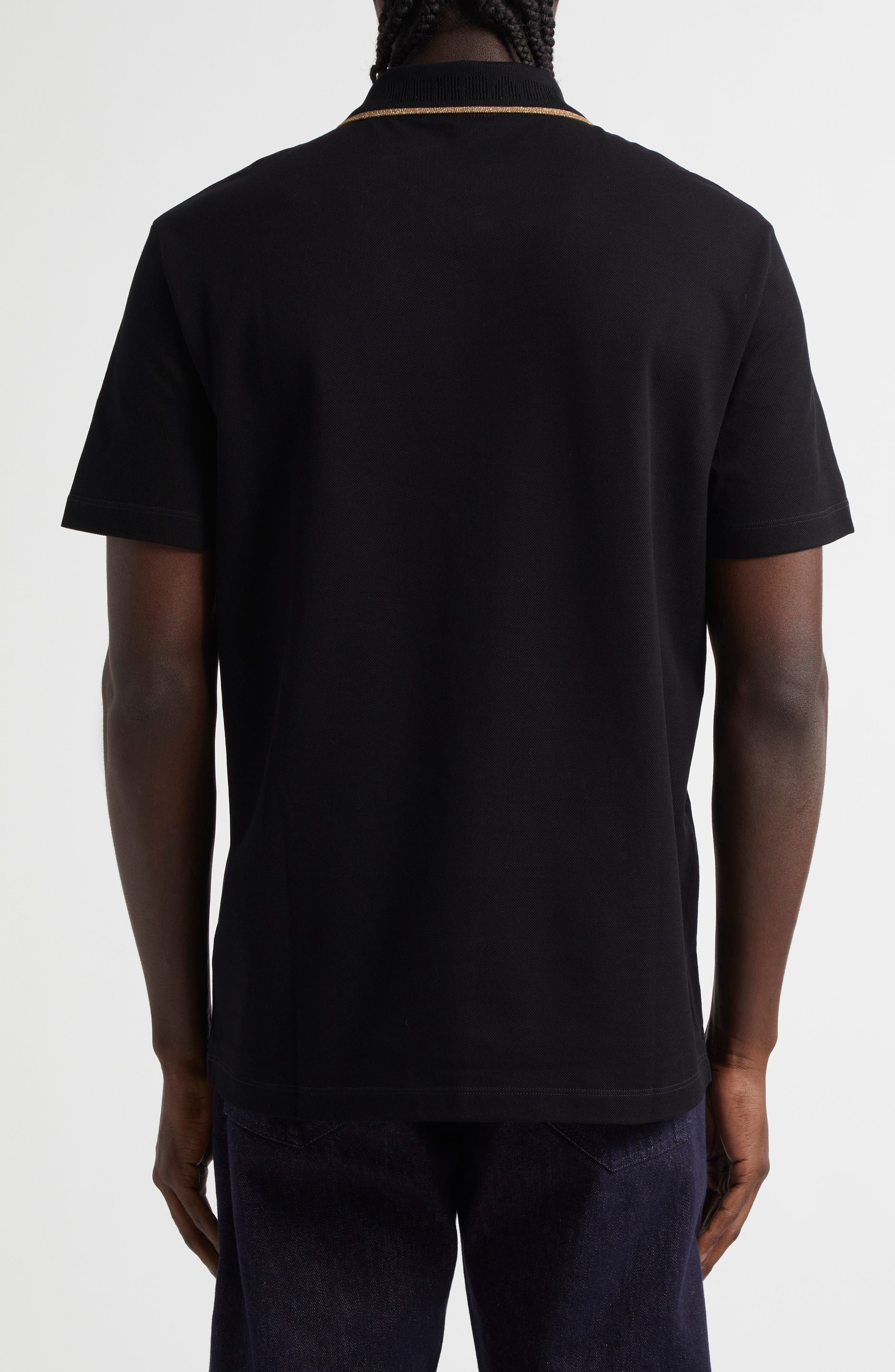 Versace Contrast Trim Cotton Piqué Polo in Black at Nordstrom - 2