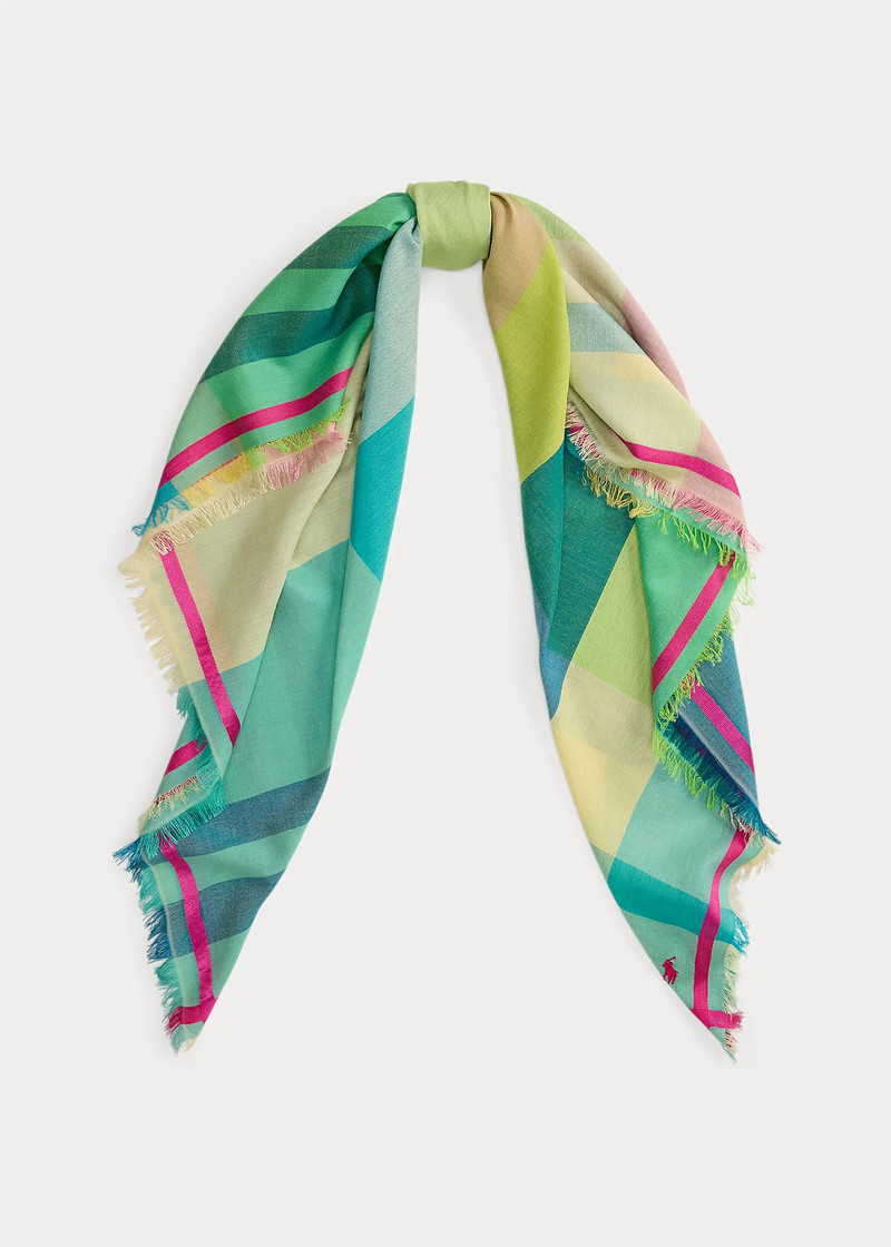 Plaid Silk-Cotton Scarf 1
