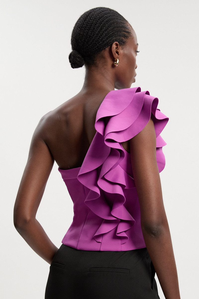 Scuba Draped Ruffle Woven Corset Top 5