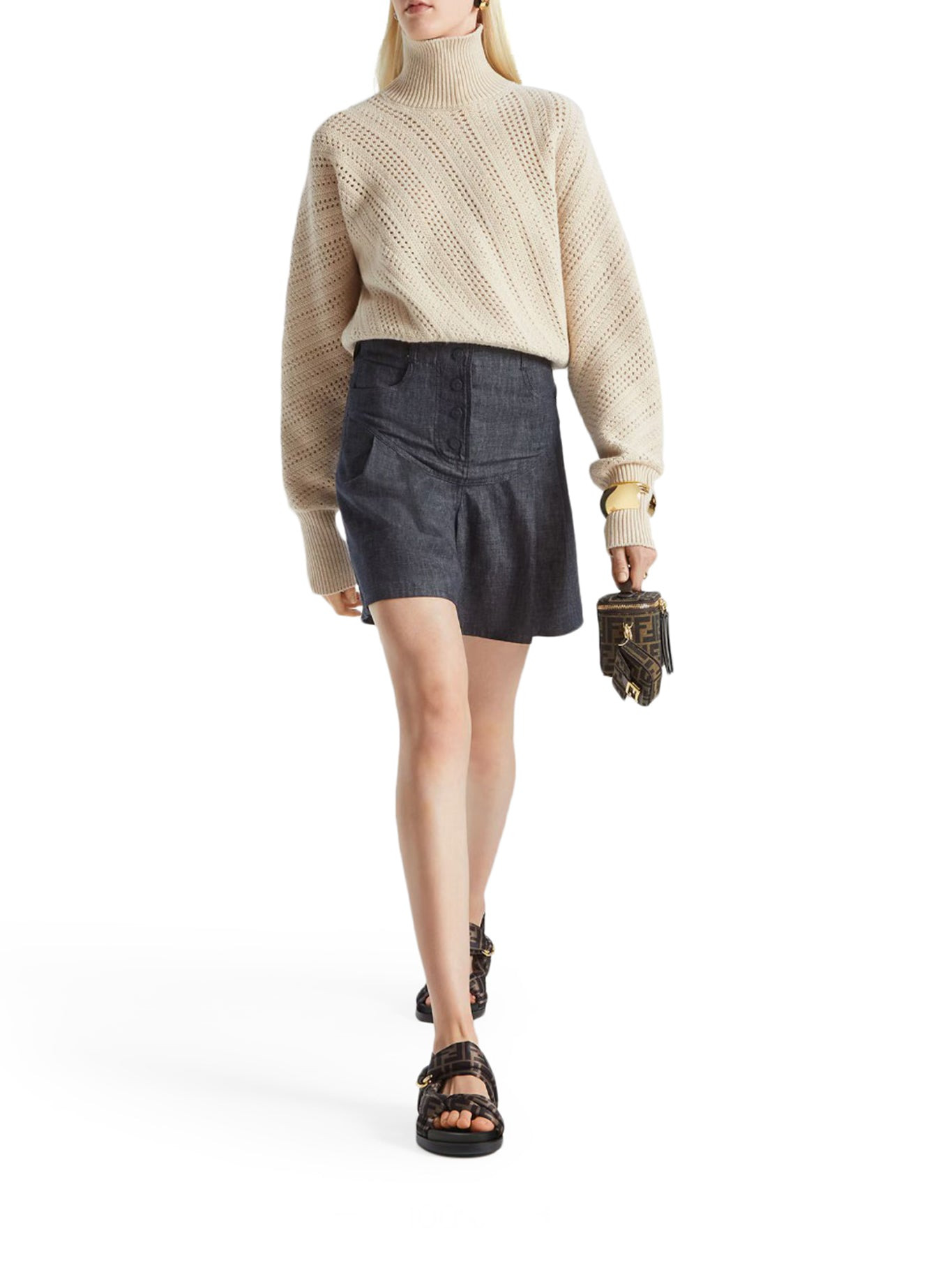 FENDI FEEL BROWN FF SATIN SANDAL - 2