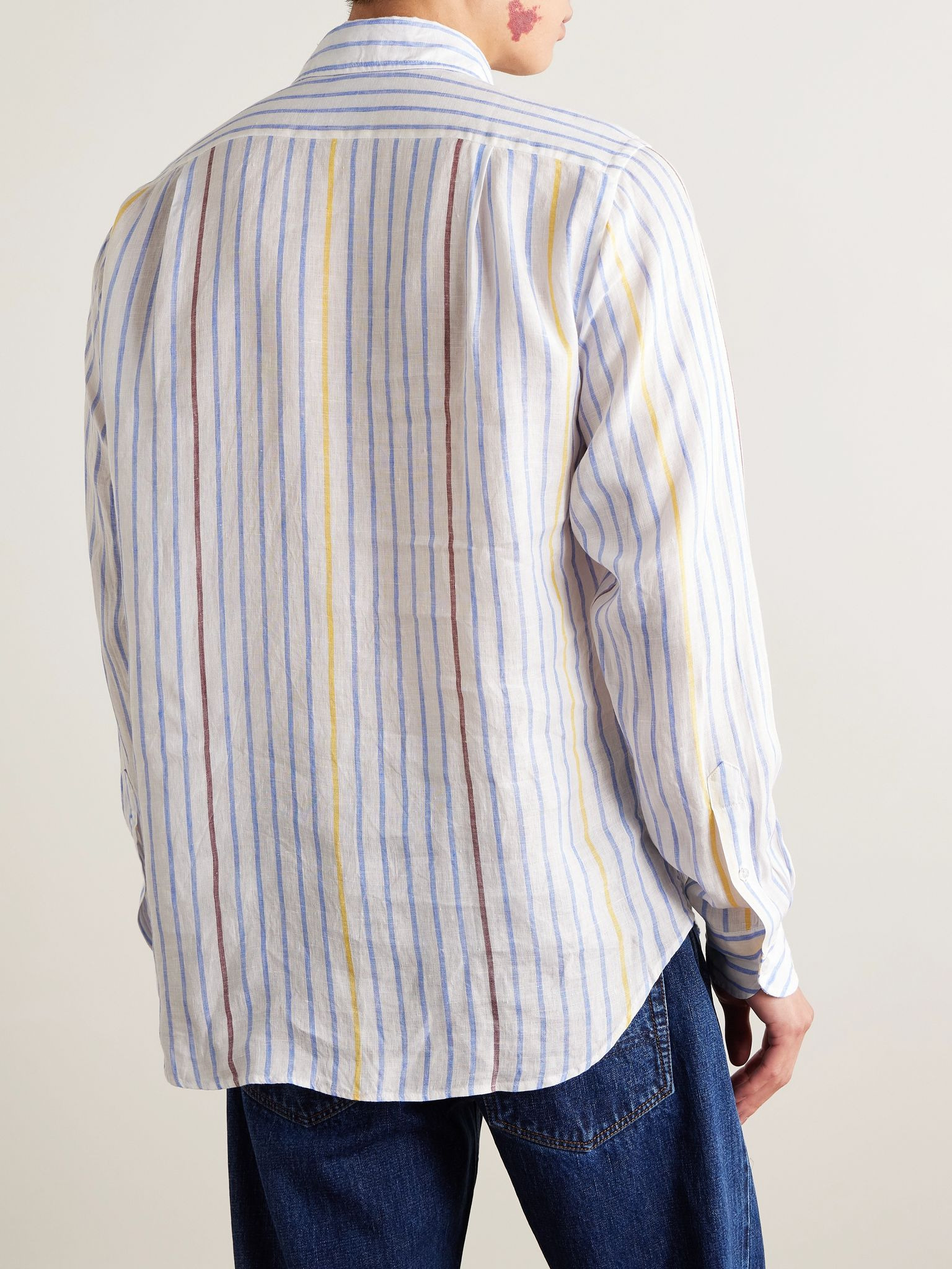 Striped Linen Shirt Blue - 4