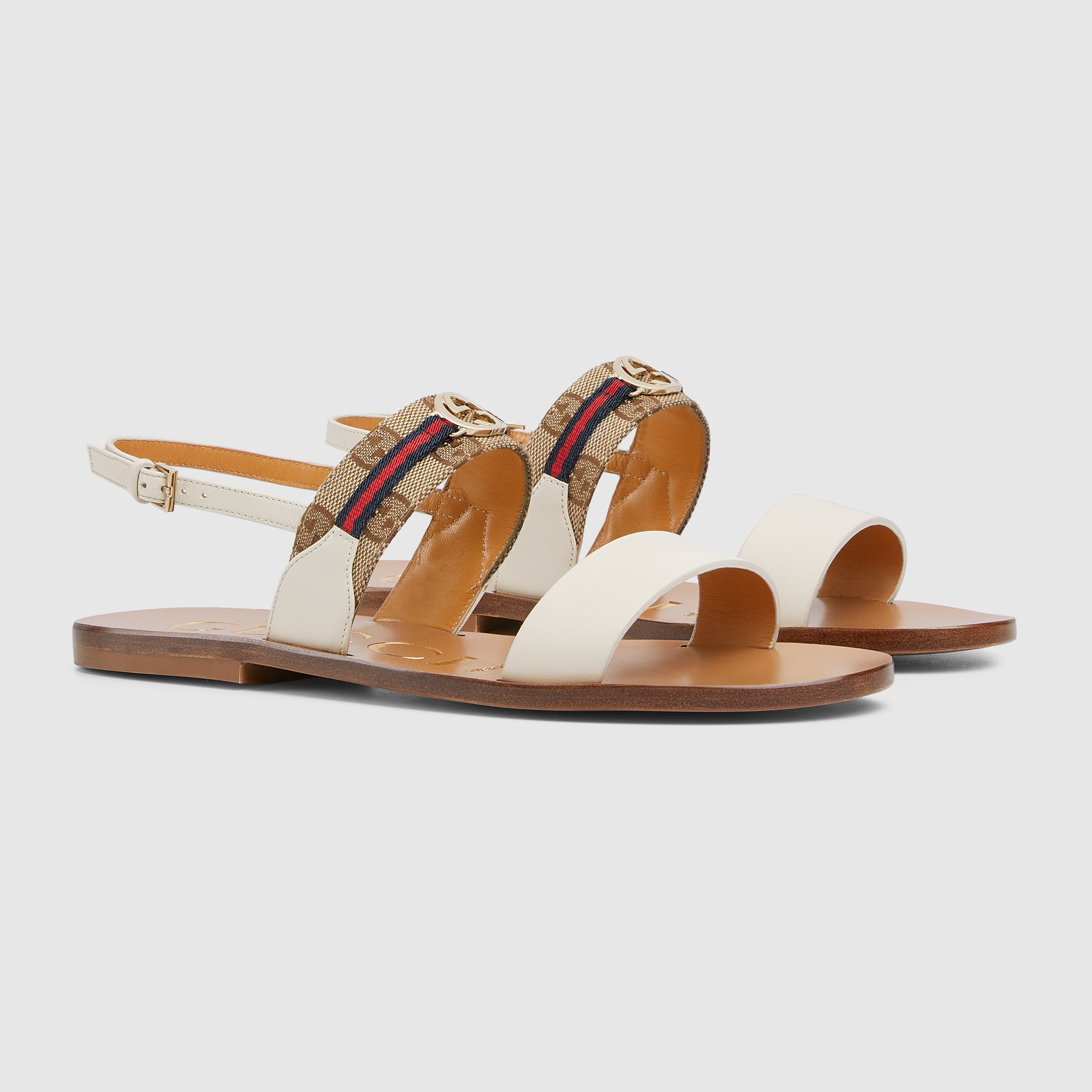 Women's sandal with Interlocking G and Web - 2