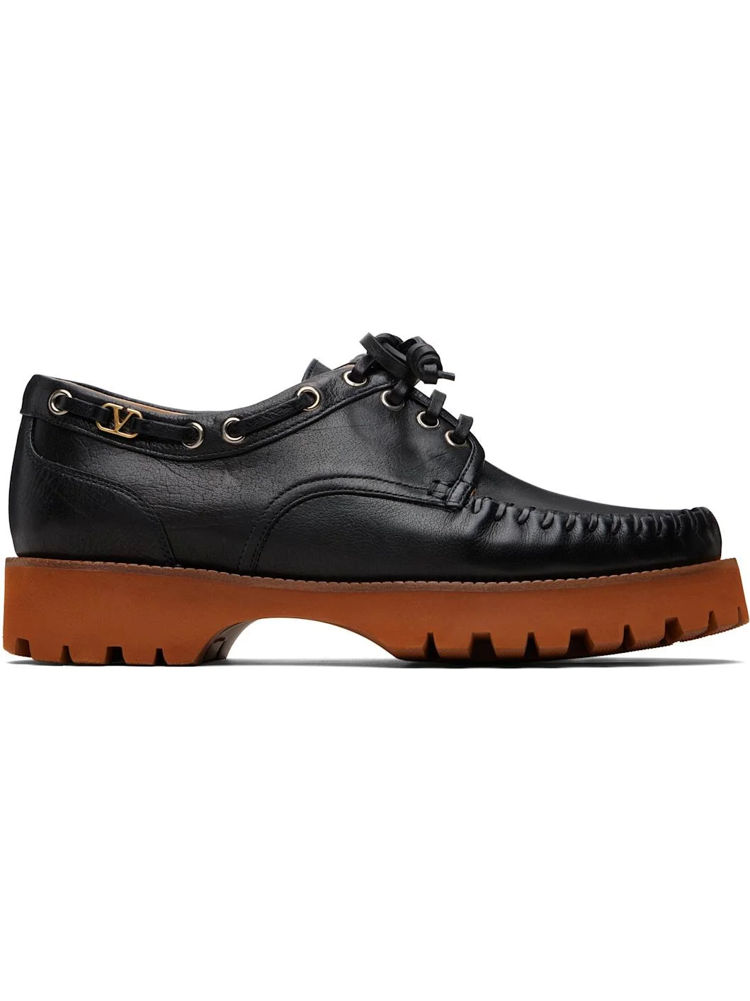 Black Lug Sole Boat Shoes - 1
