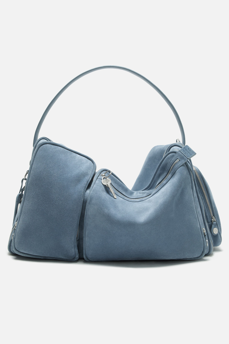 Camero Hotel Suede Shoulder Bag - Denim Blue 1