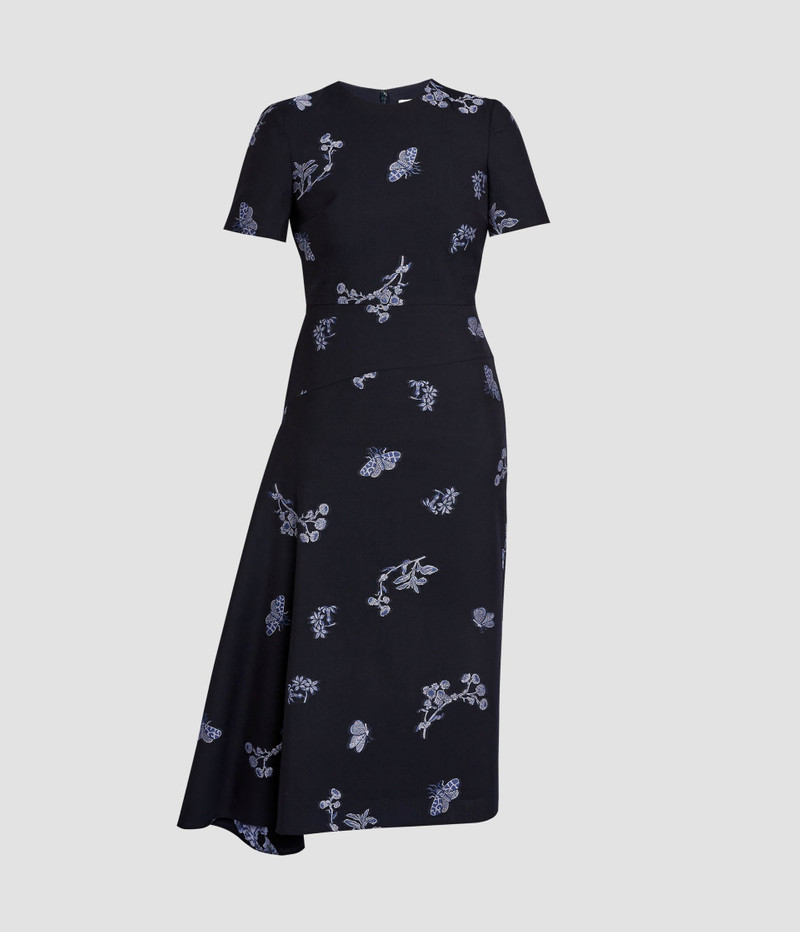 DRAPED JACQUARD MIDI DRESS 1