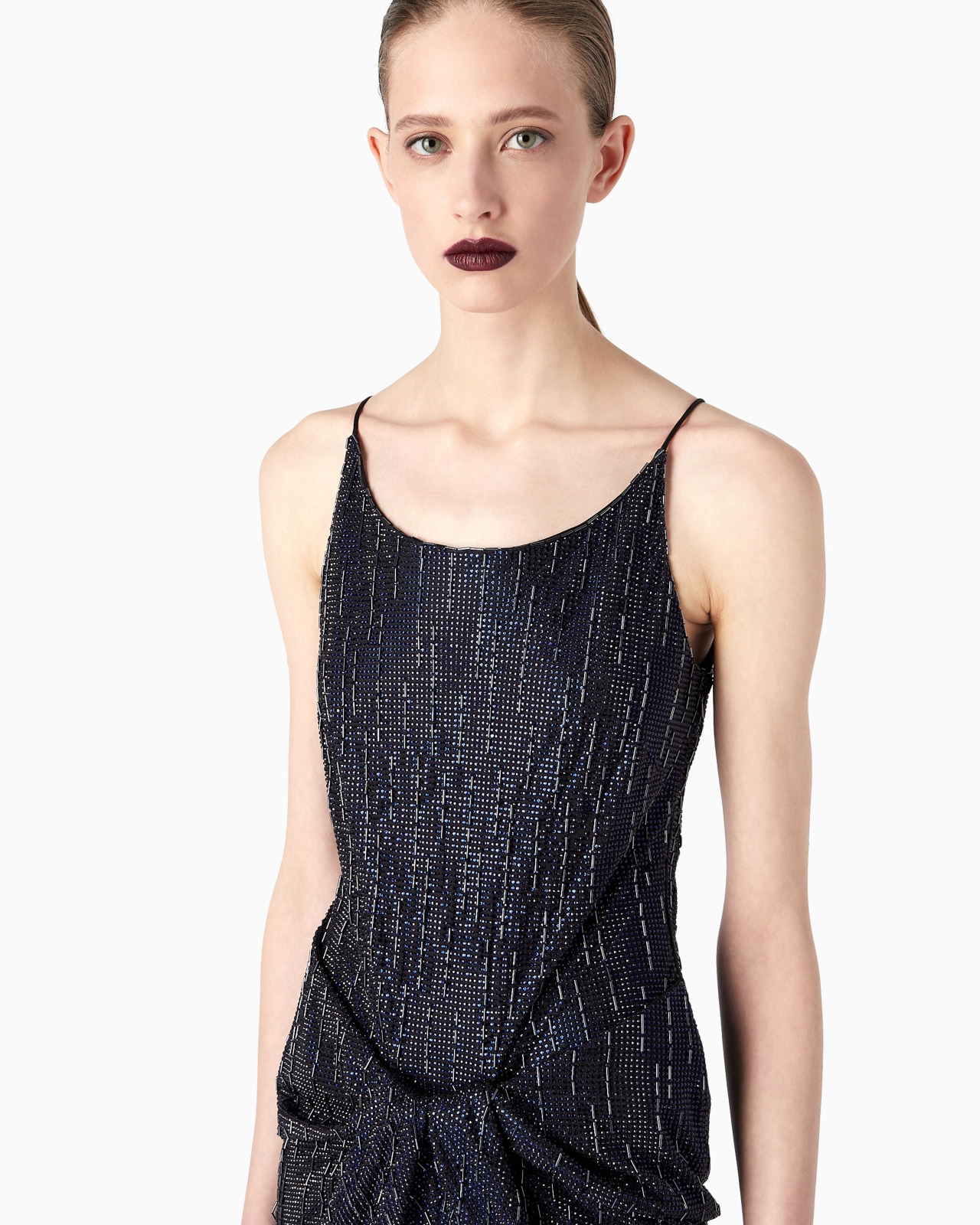 Short silk dress with crystal embroidery - 5