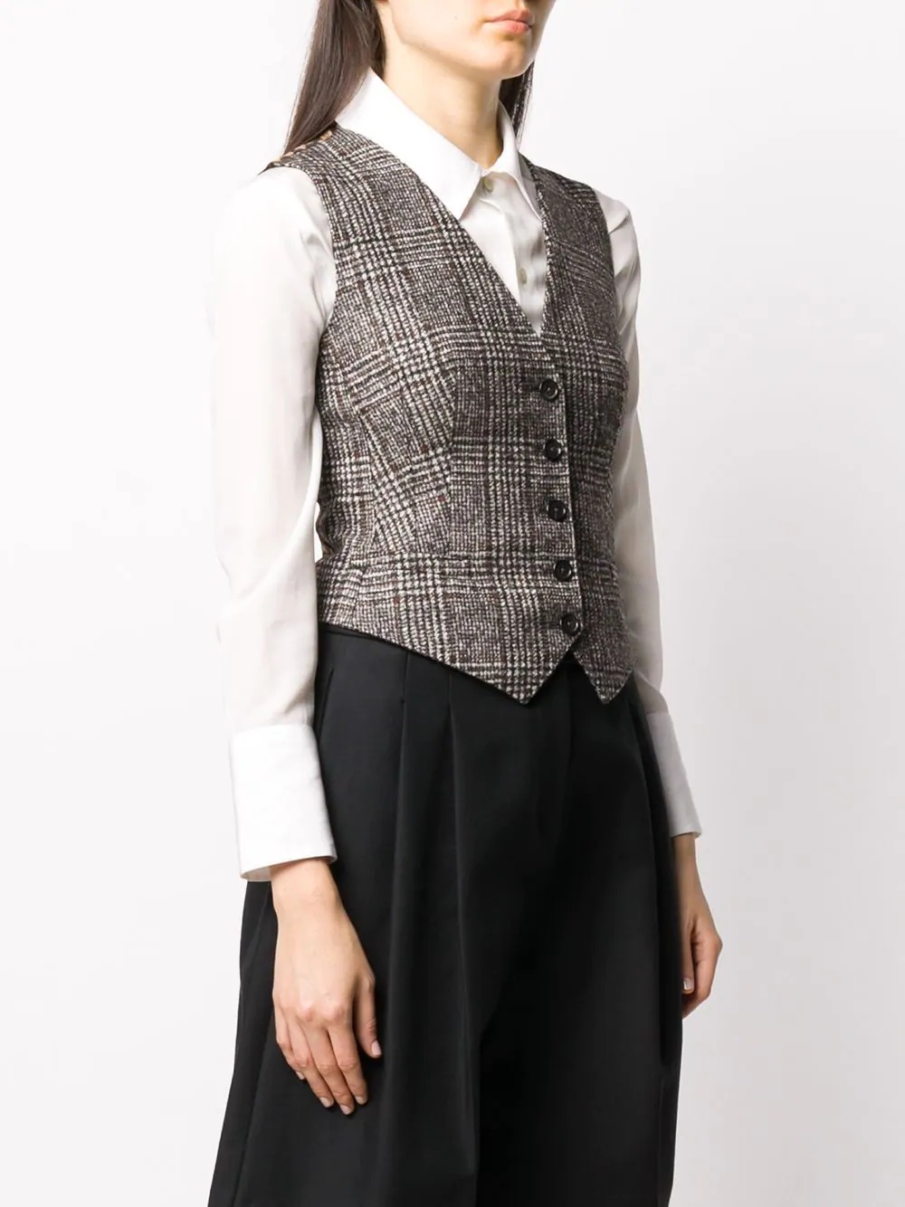 single-breasted check waistcoat - 3