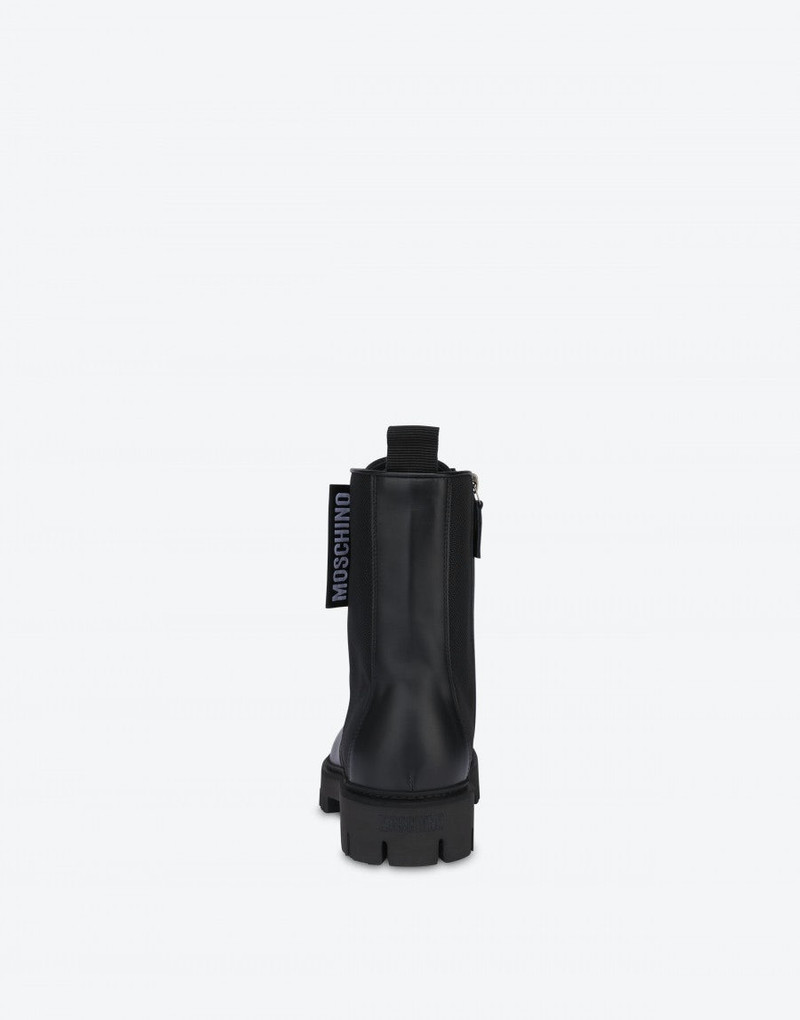 Moschino COMBAT BOOTS IN CALFSKIN AND NYLON outlook