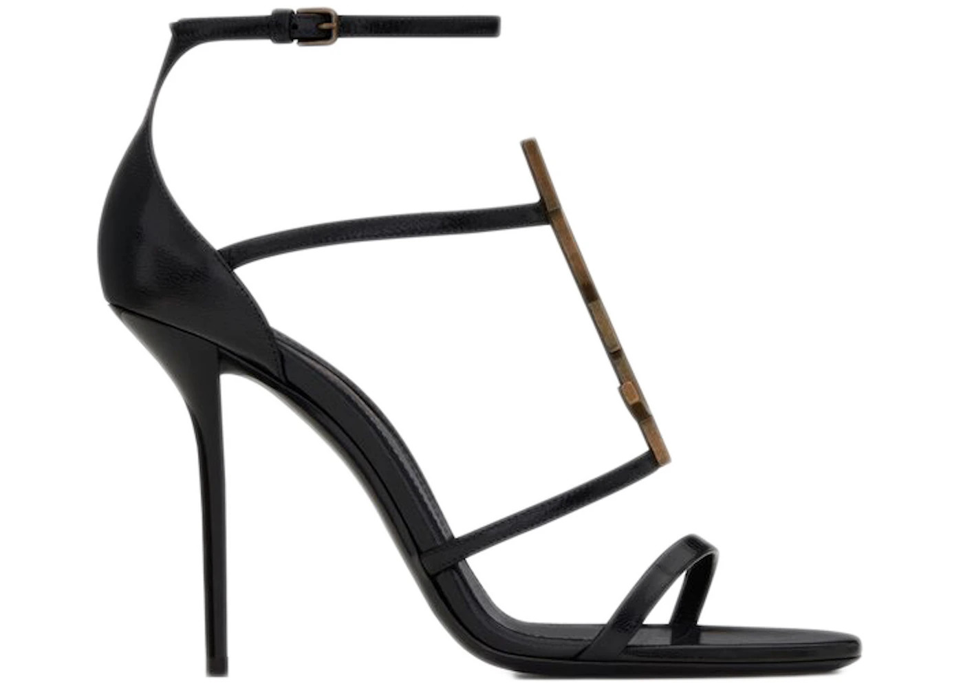 Saint Laurent Cassandra Sandal Heels Black Leather - 1