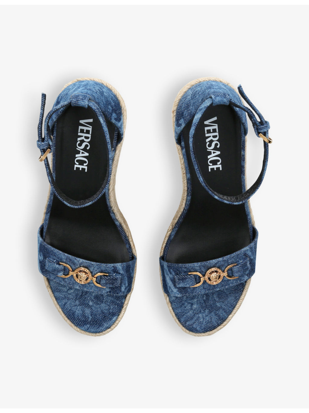 Baroque graphic-pattern woven wedge espadrilles - 2