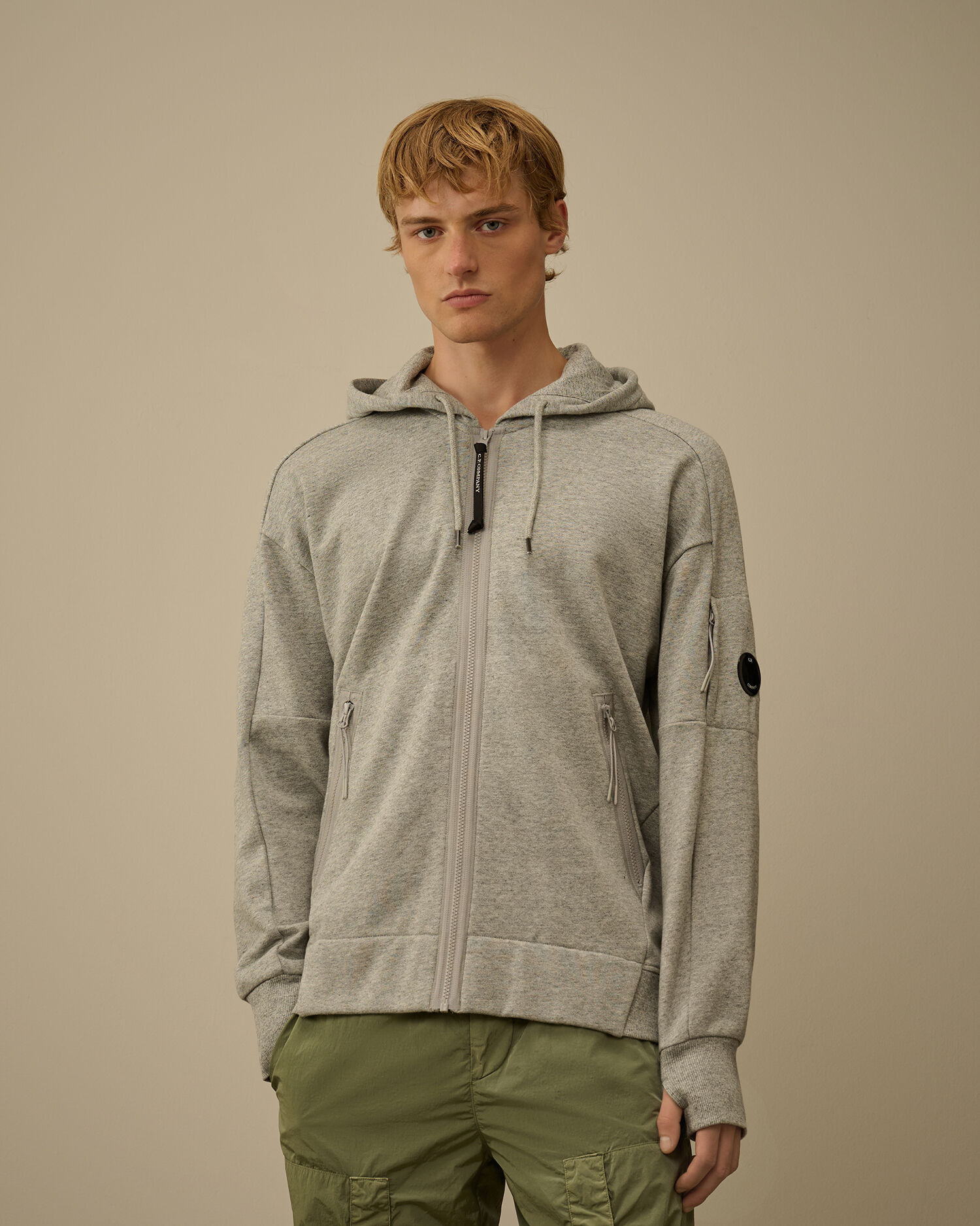Diagonal Raised Fleece Hooded Full Zip Sweatshirt - 3
