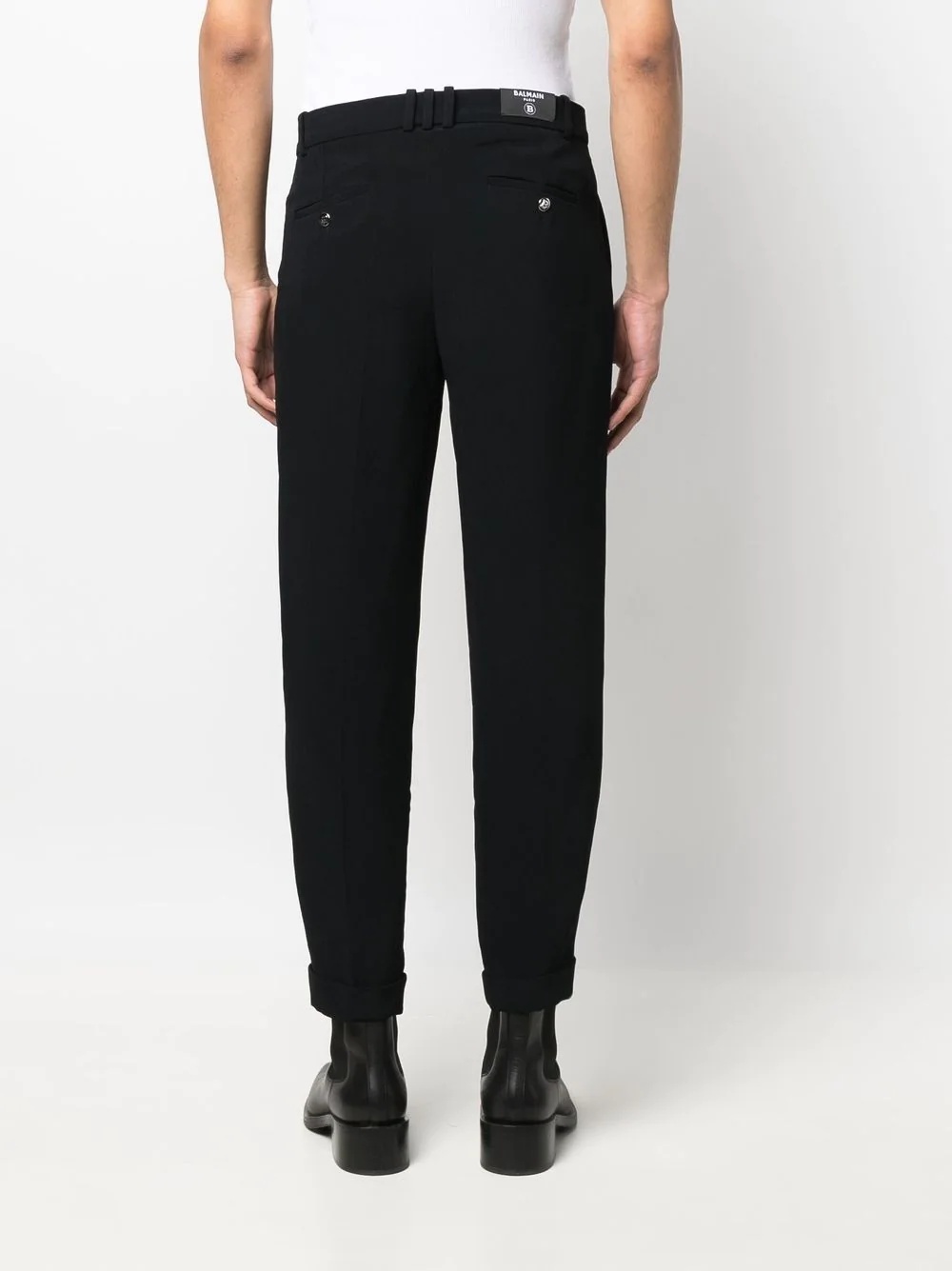 turn-up hem tailored trousers - 4