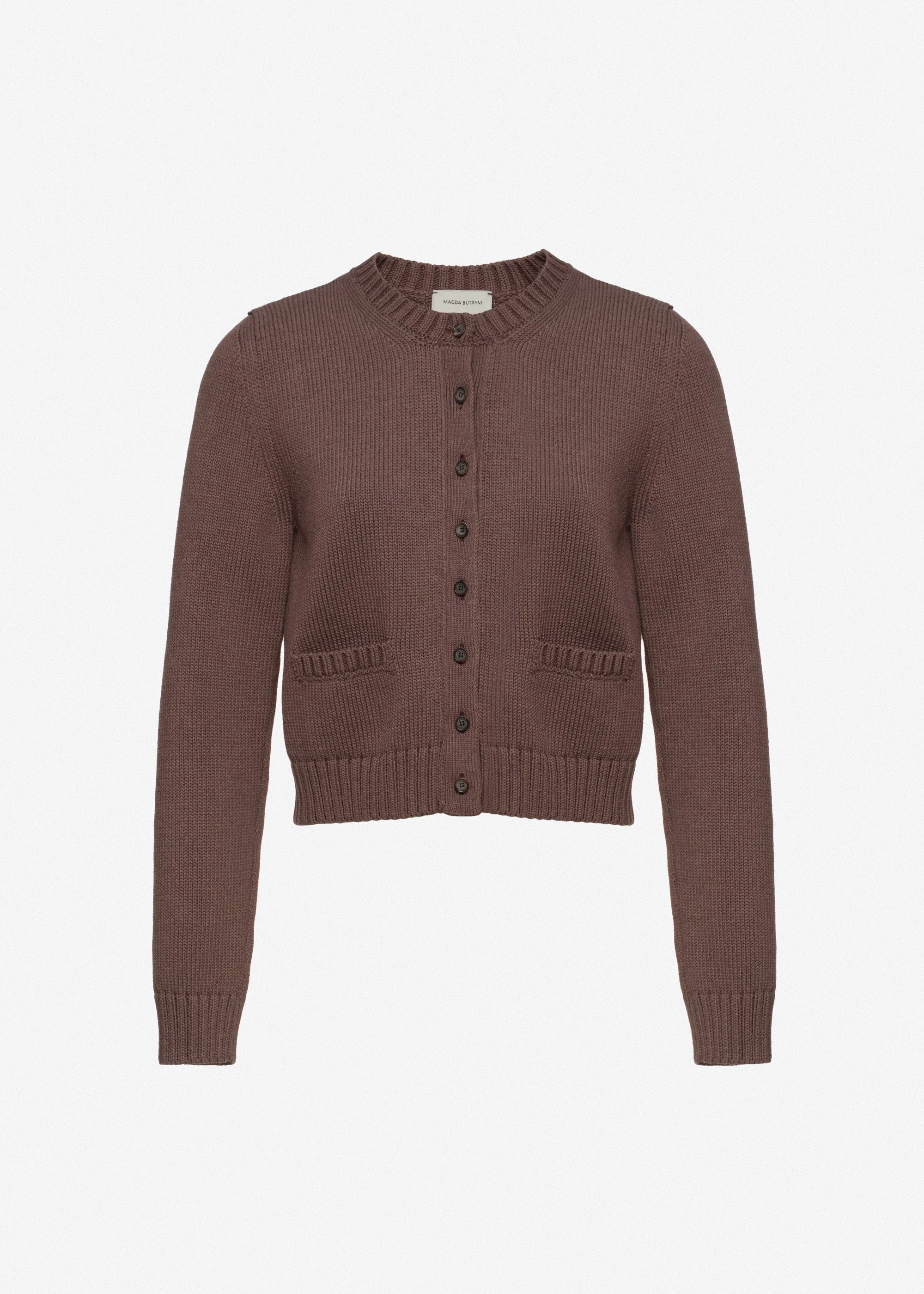 Cotton buttoned cardigan in brown - 1