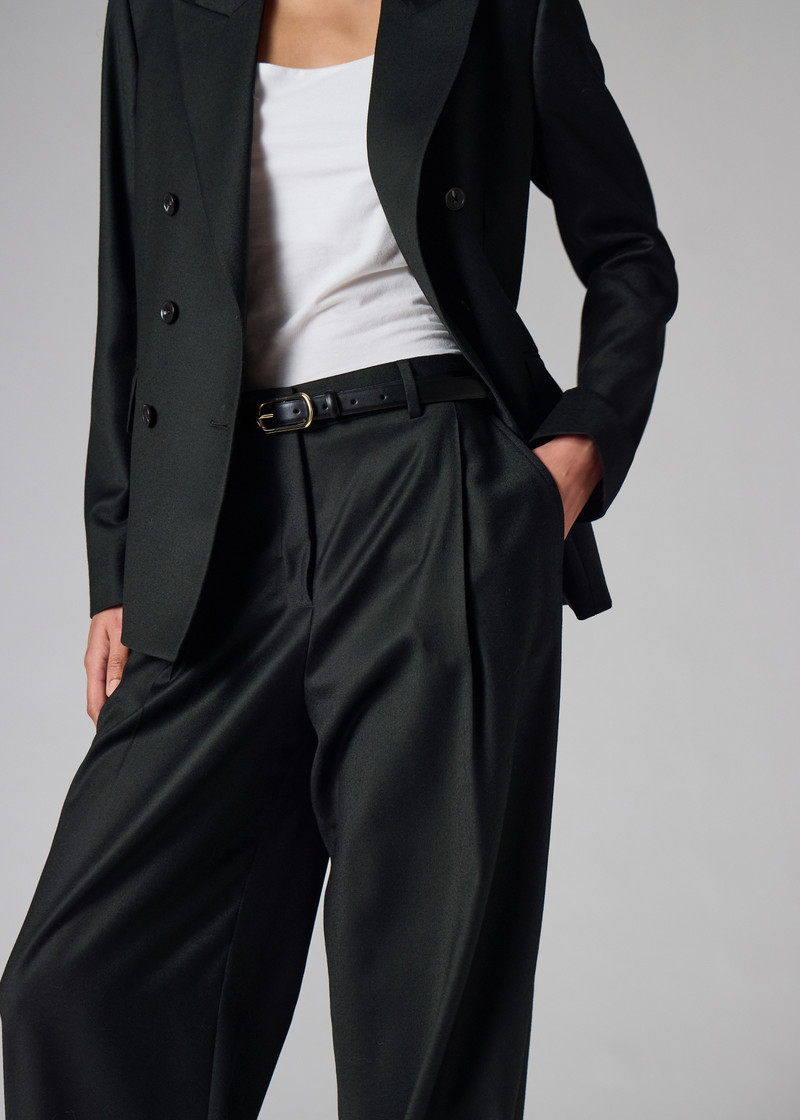 Women's Black Flannel Wide-Leg Trousers 6