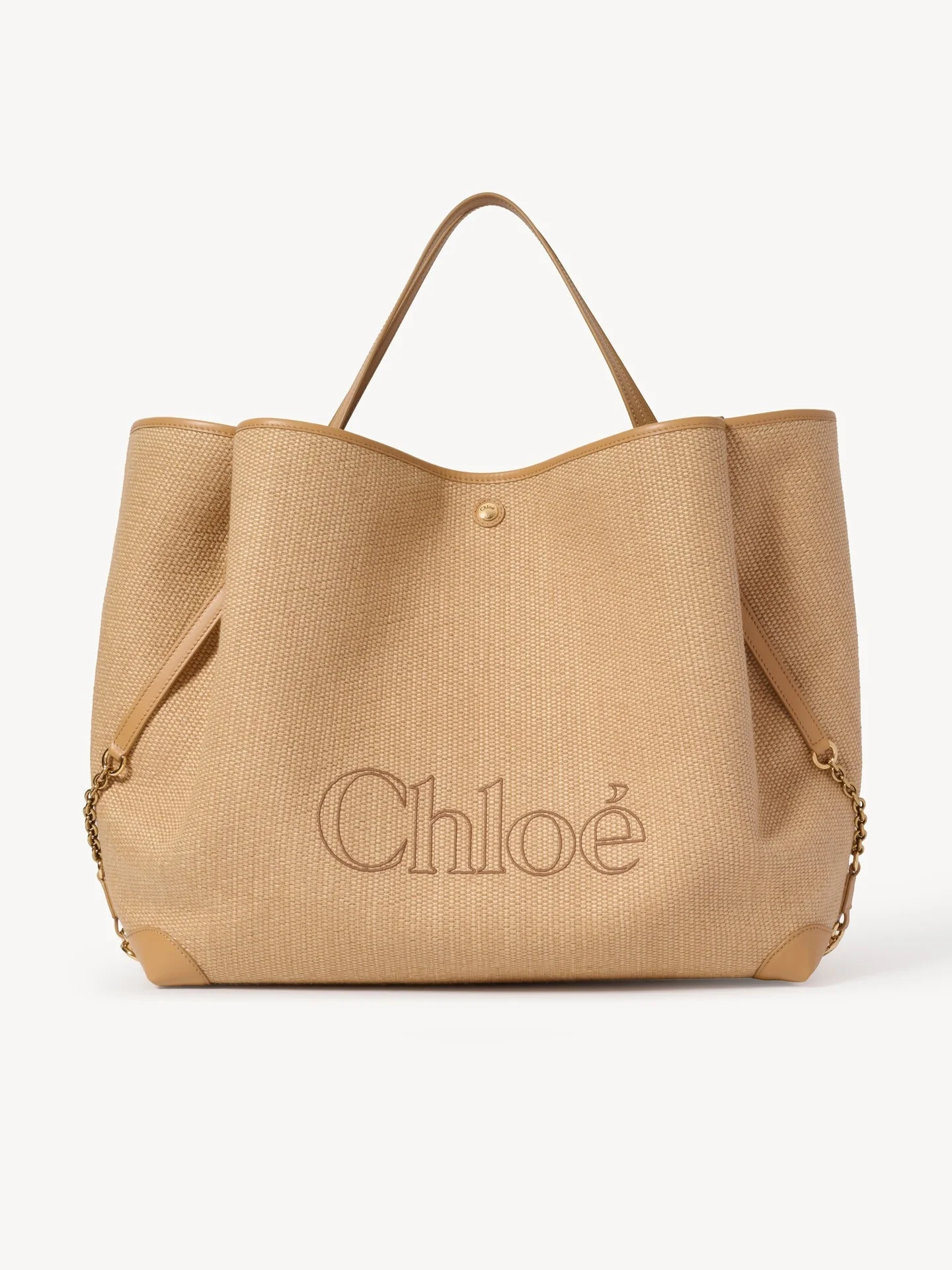 LARGE CHLOÉ CLOVER DOUBLE CARRY BAG IN RAFFIA-EFFECT FIBERS - 1