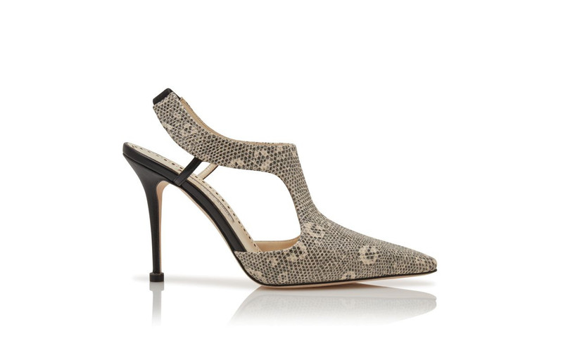Lizard Print Calf Leather T-Bar Pumps 1