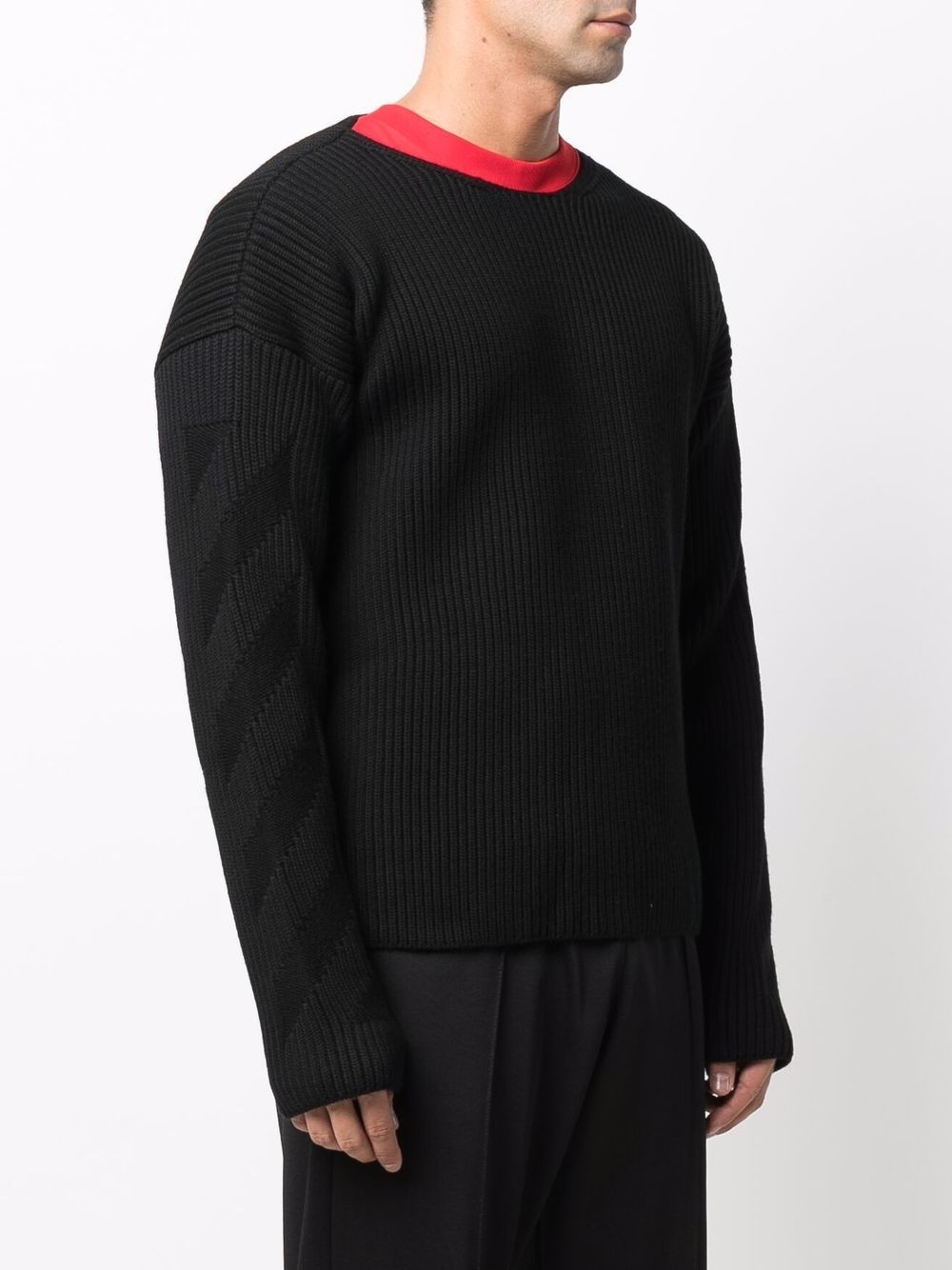 Diag stripe round-neck jumper - 3