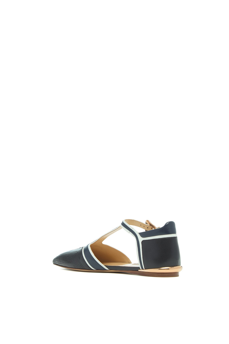 GABRIELA HEARST Leya Moto T-Strap Flat Shoe in Navy Multi Leather outlook