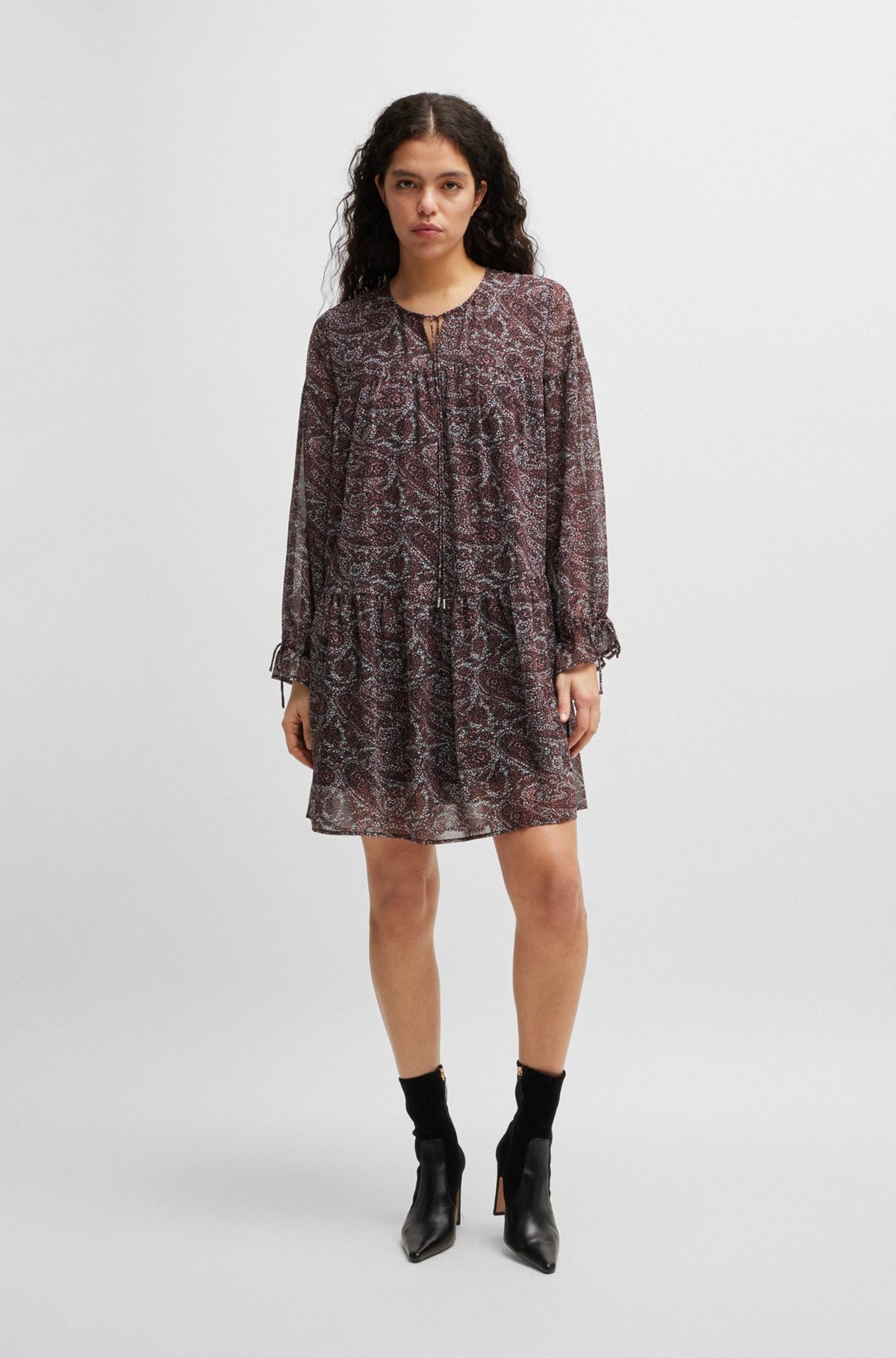 PAISLEY-PRINT DRESS WITH TIE DETAILS - 2
