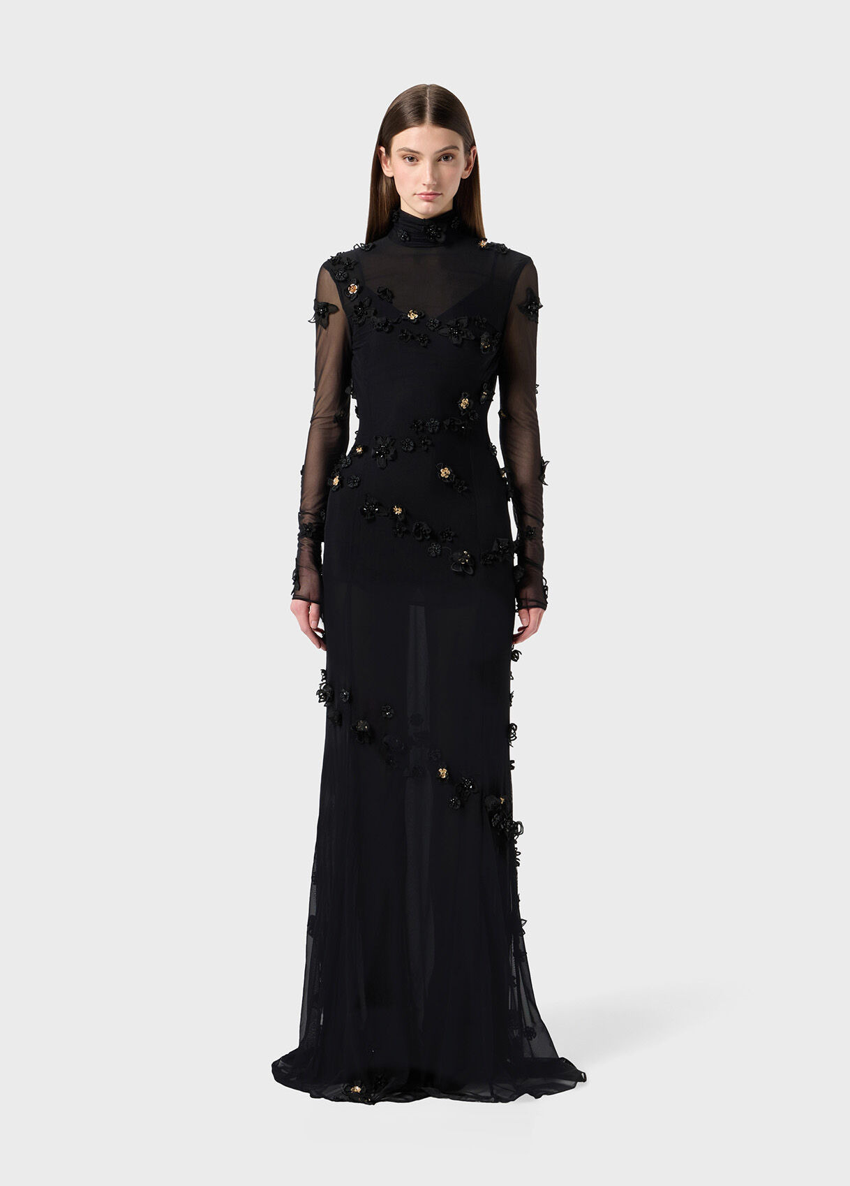 LONG TULLE DRESS WITH EMBROIDERY - 2