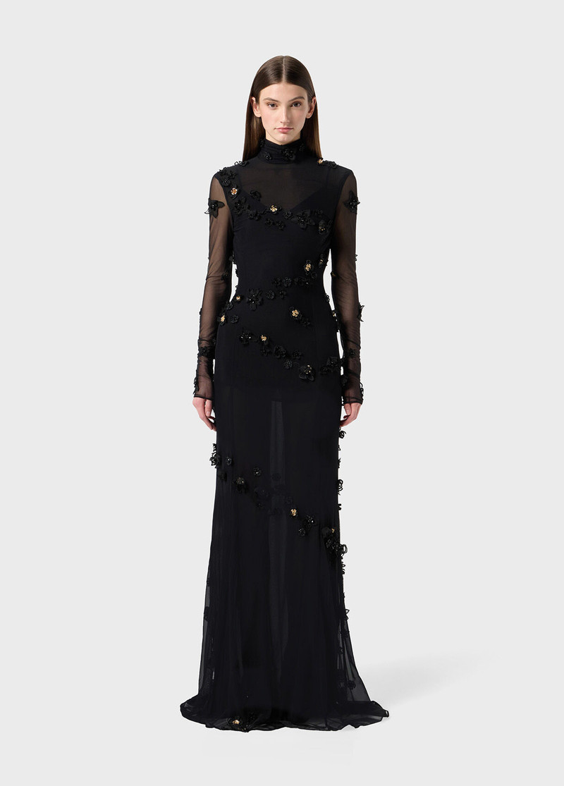 Blumarine LONG TULLE DRESS WITH EMBROIDERY outlook