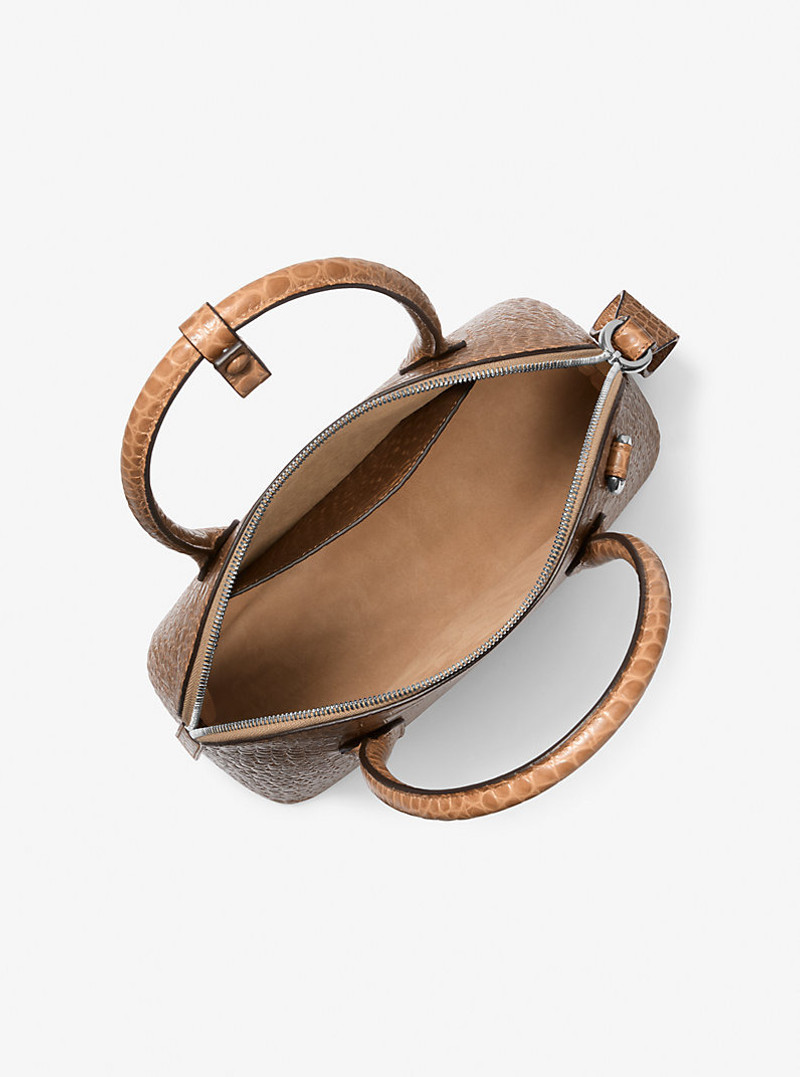 MICHAEL KORS COLLECTION Kaitlin Medium Crocodile Embossed Leather Dome Satchel outlook