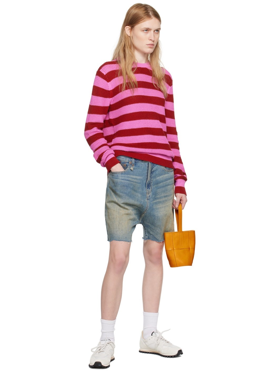 Pink & Red Net Stripe Sweater - 4