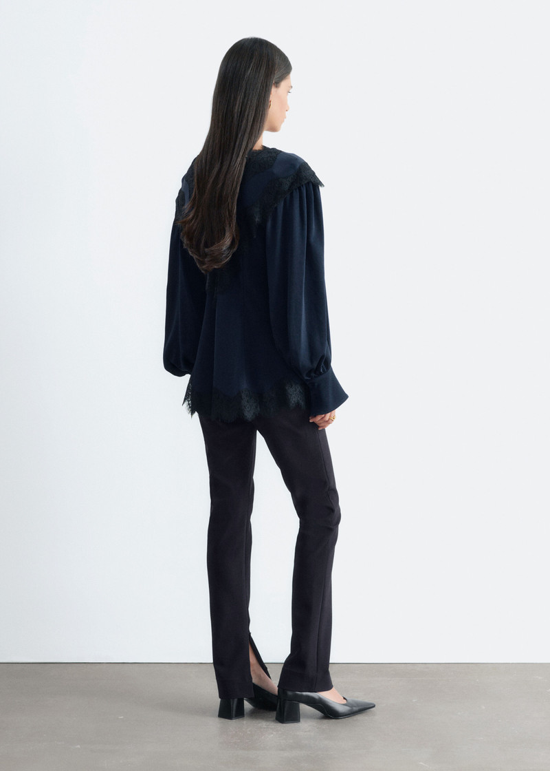 Lace-Detail Crepe Blouse 6