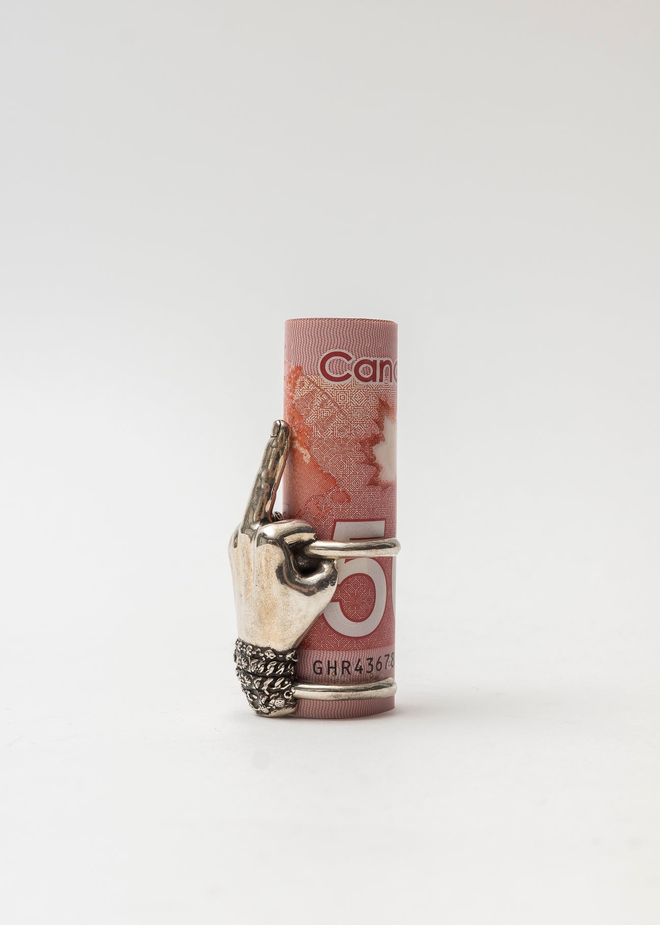 Chrome Hearts Silver Middle Finger Money Roll - 4