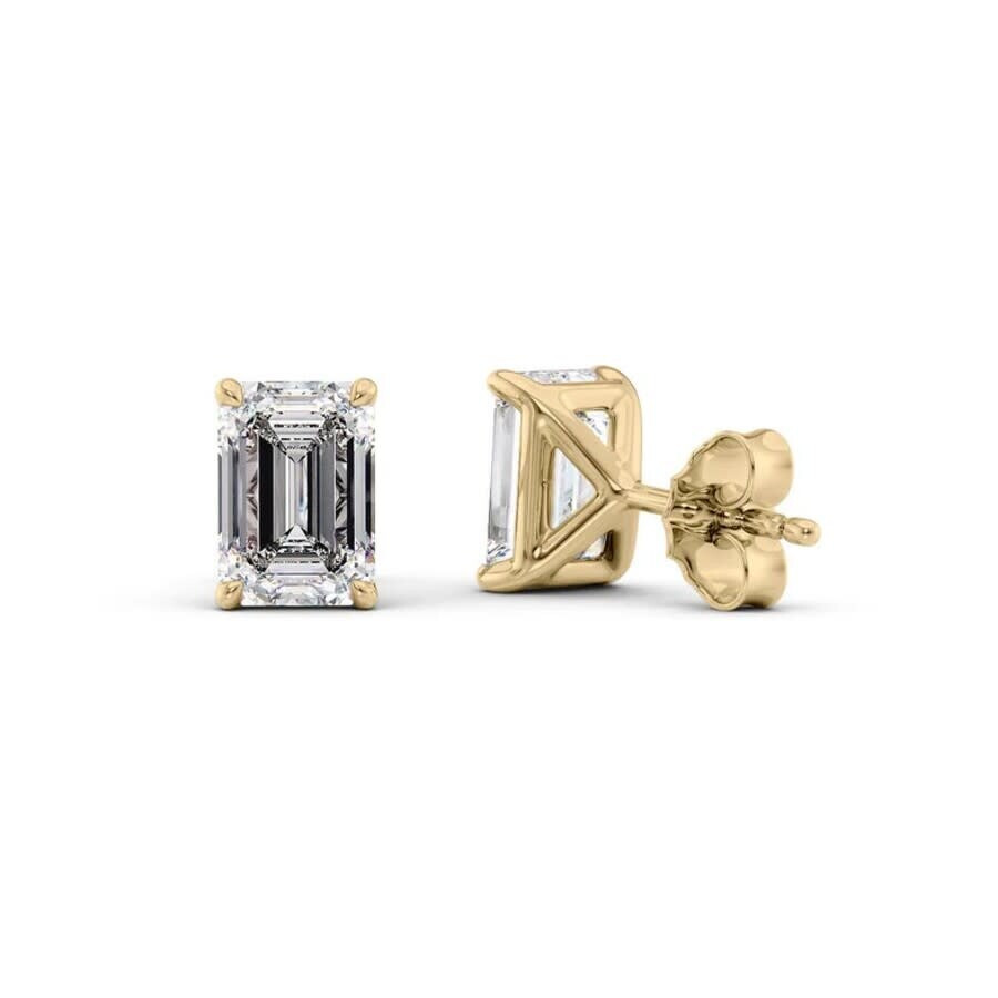 Tresorra - Tresorra 14K Yellow Gold 4 ctw Emerald Cut Lab-Grown Diamond IGI Certified Stud Earrings - 2