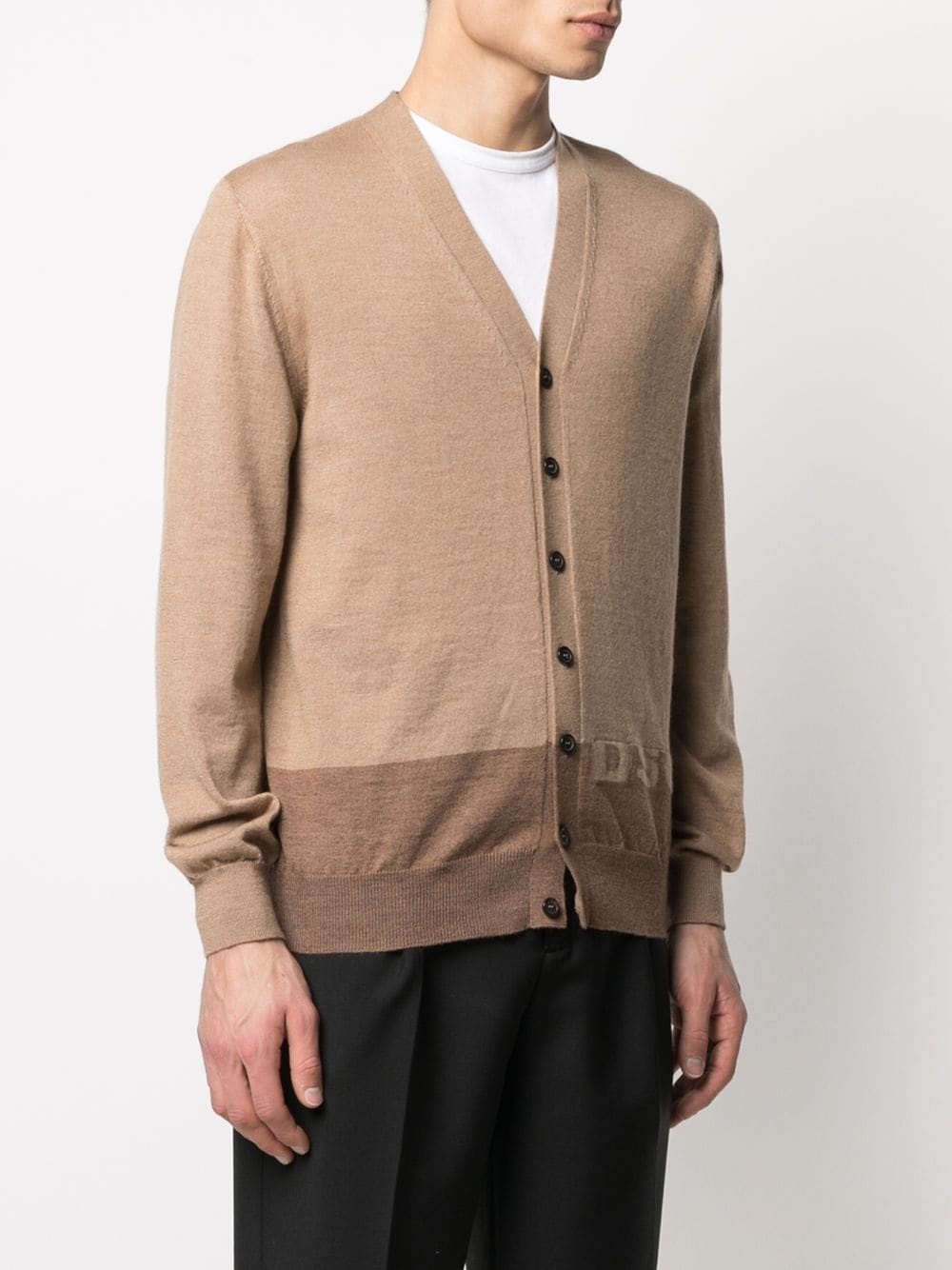 two-tone embossed logo cardigan - 3