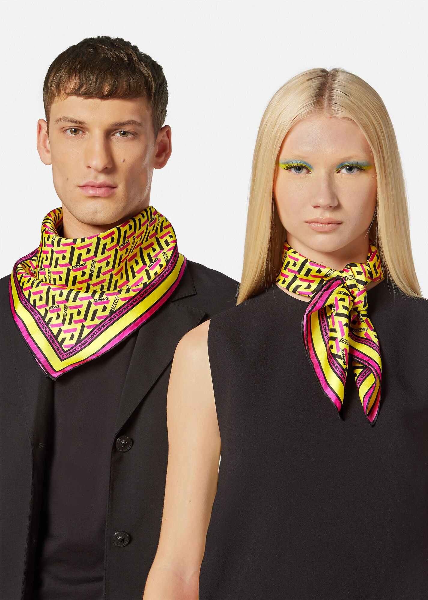 La Greca Print Silk Foulard - 2