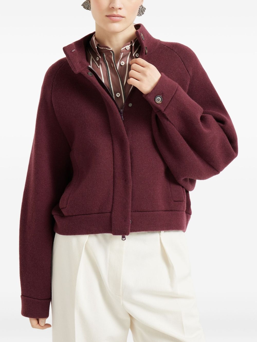 high-neck balloon-sleeve jacket - 4