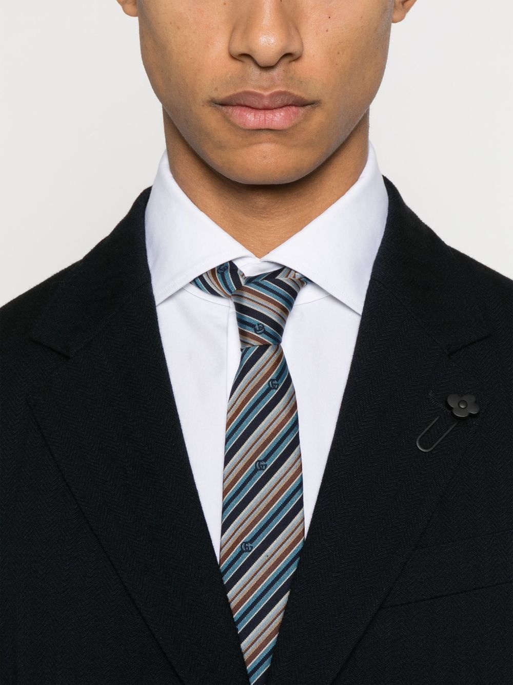 herringbone-pattern blazer - 5