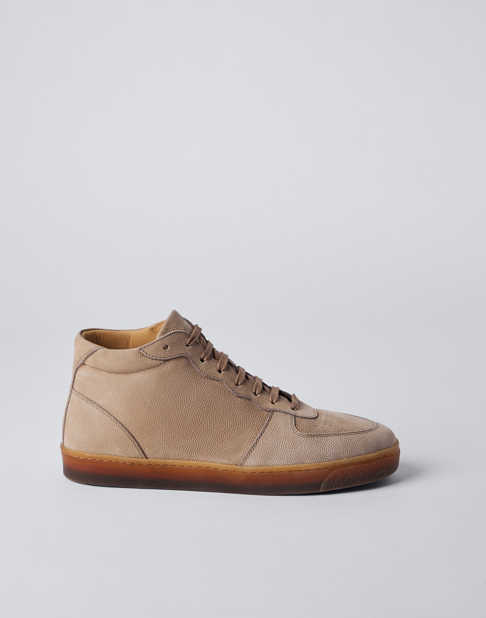 Texture nubuck high-top sneakers with merino shearling lining and natural rubber sole - 5