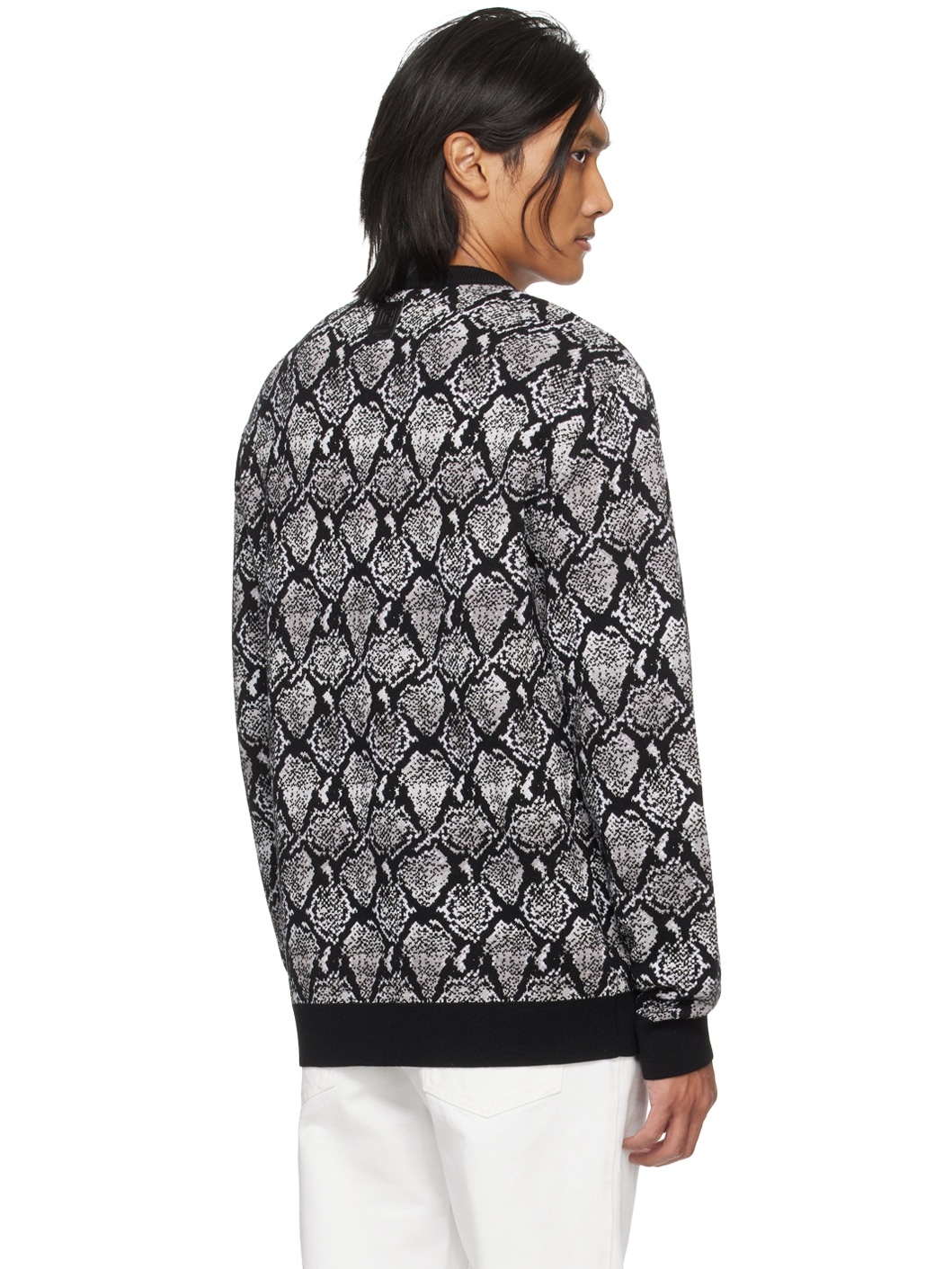 Black & Gray Snakeskin Sweater - 3