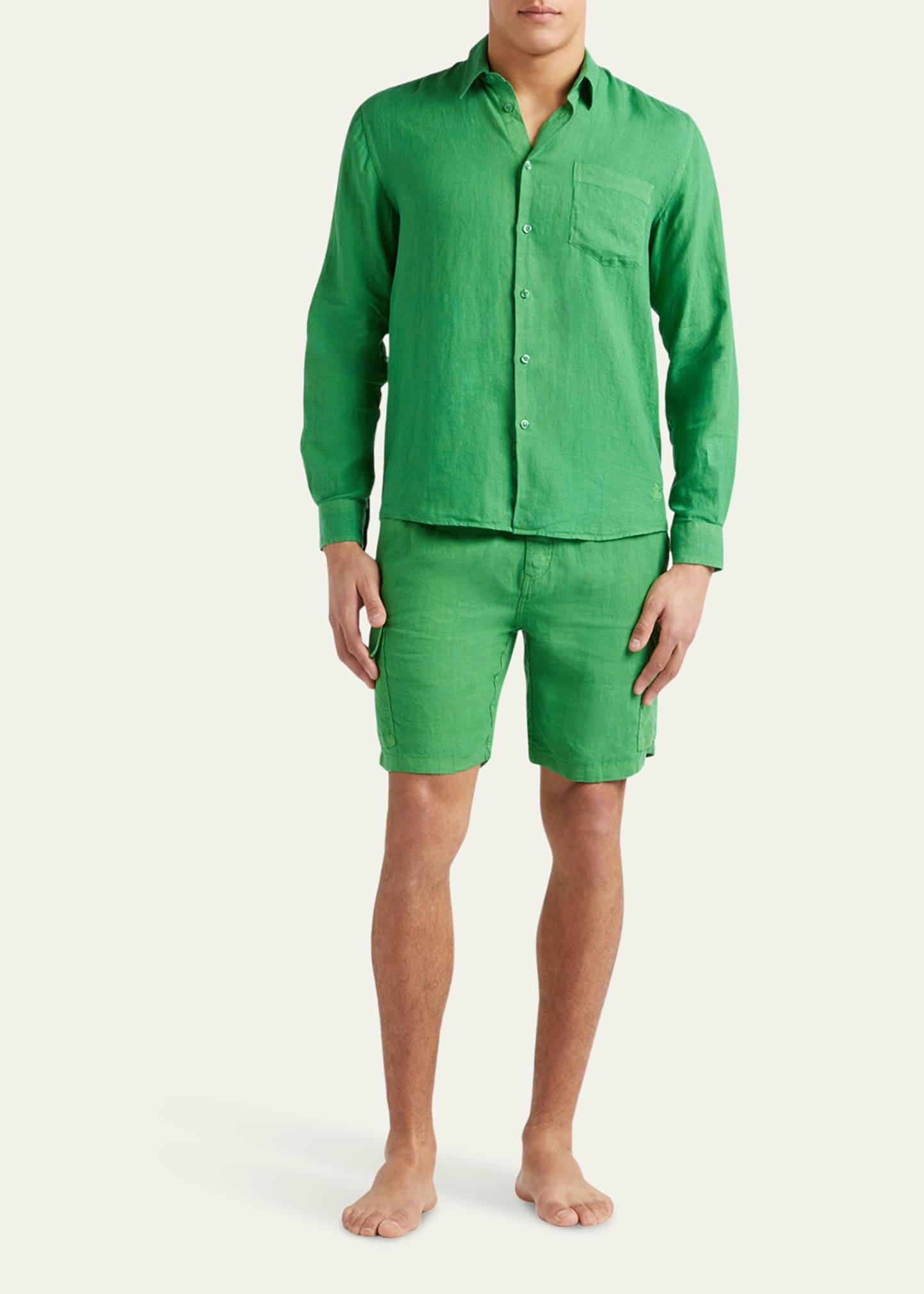 Men's Caroubis Solid Linen Sport Shirt - 2