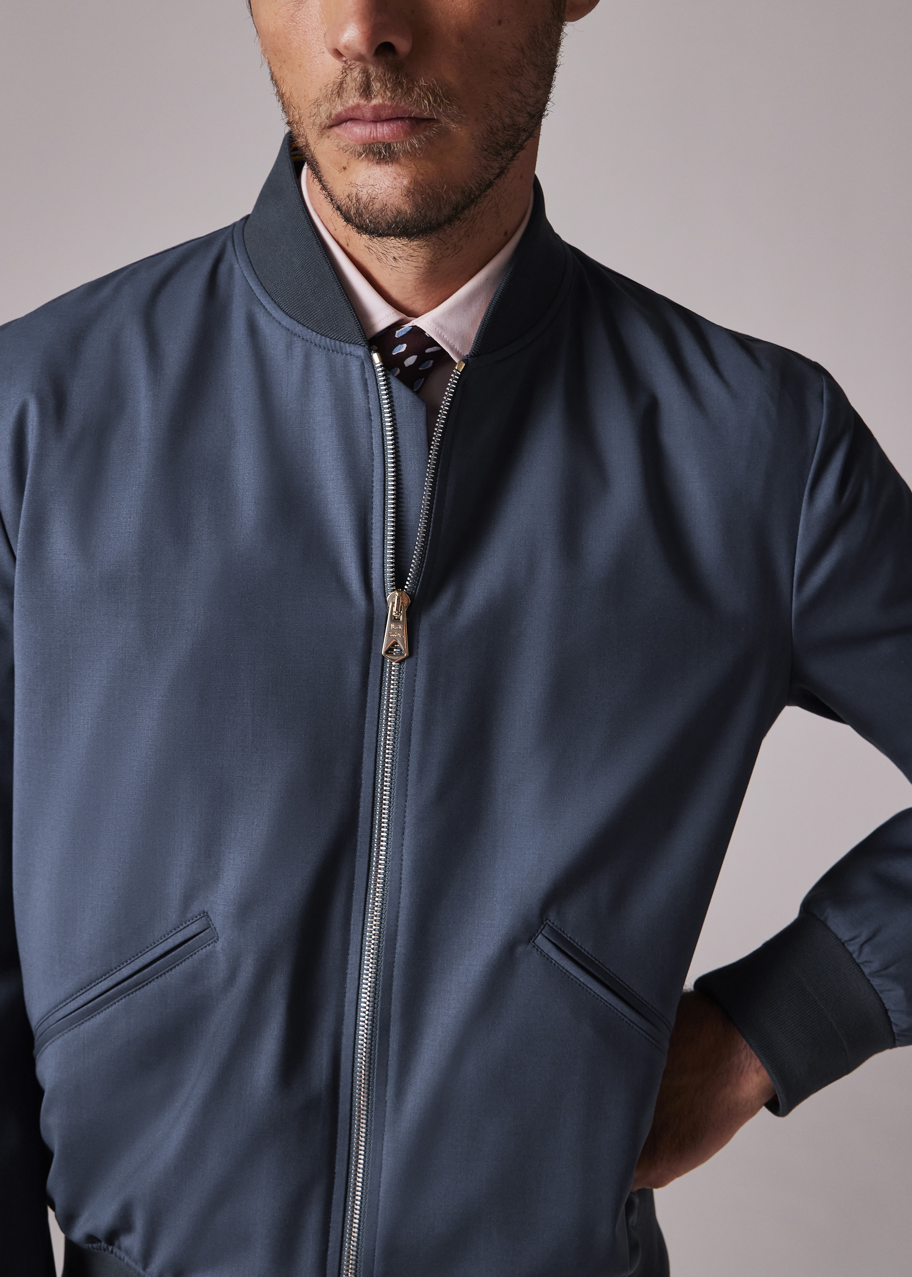 Blue 'Storm System' Wool Bomber Jacket - 6