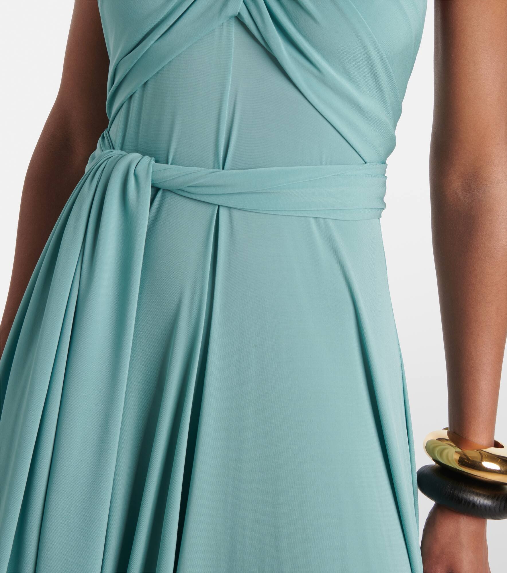 Draped halterneck jersey maxi dress - 5