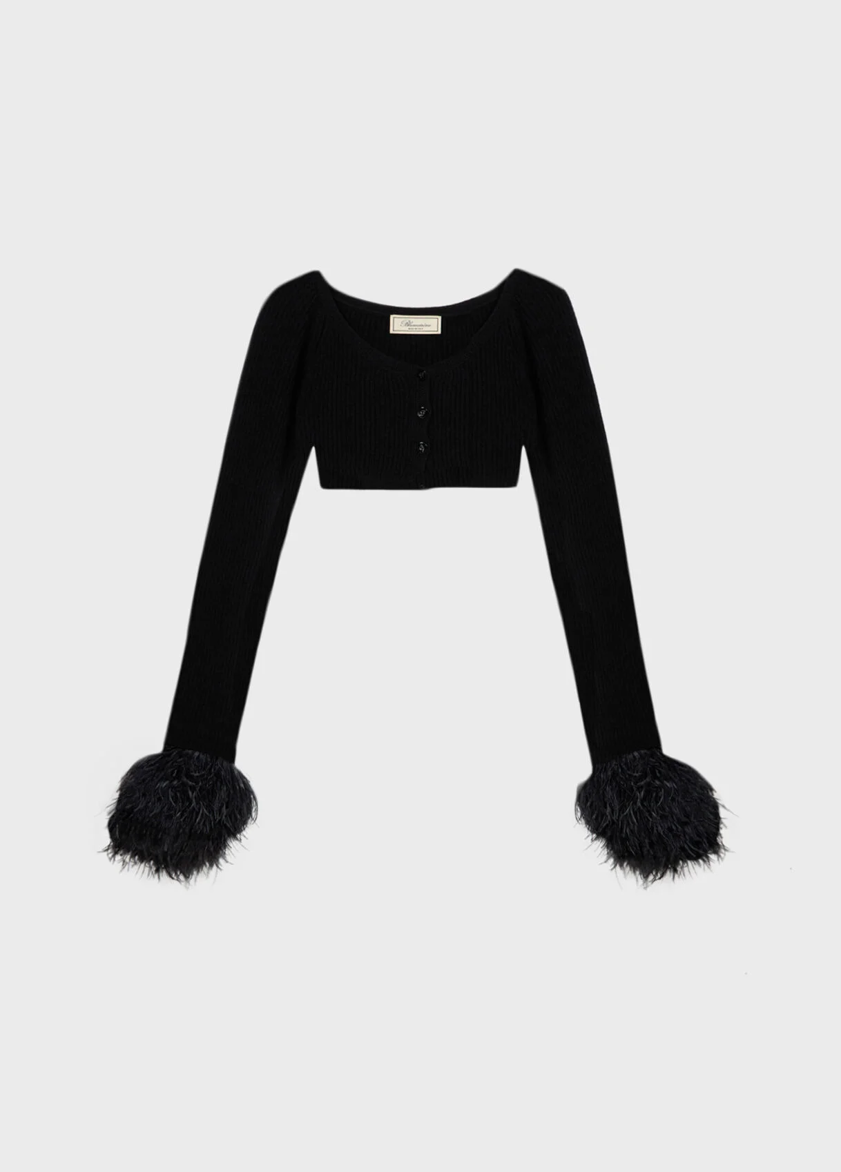 WOOL CARDIGAN WITH FEATHERS - 1