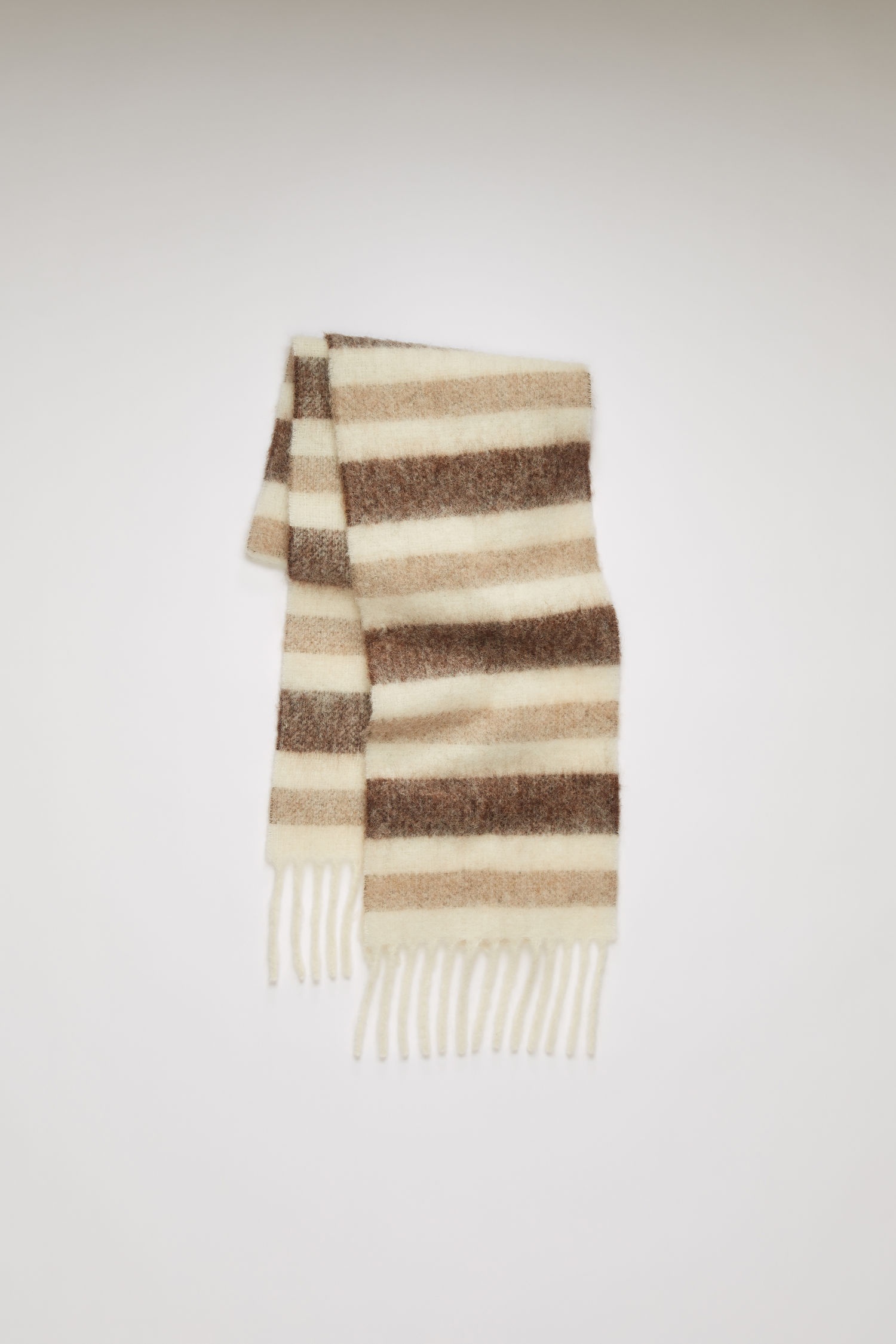 Striped scarf white/beige/brown - 2