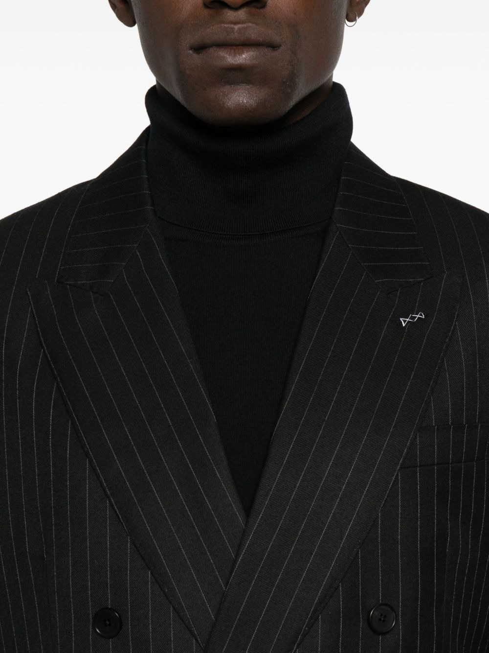 stripe-pattern double-breasted blazer - 5