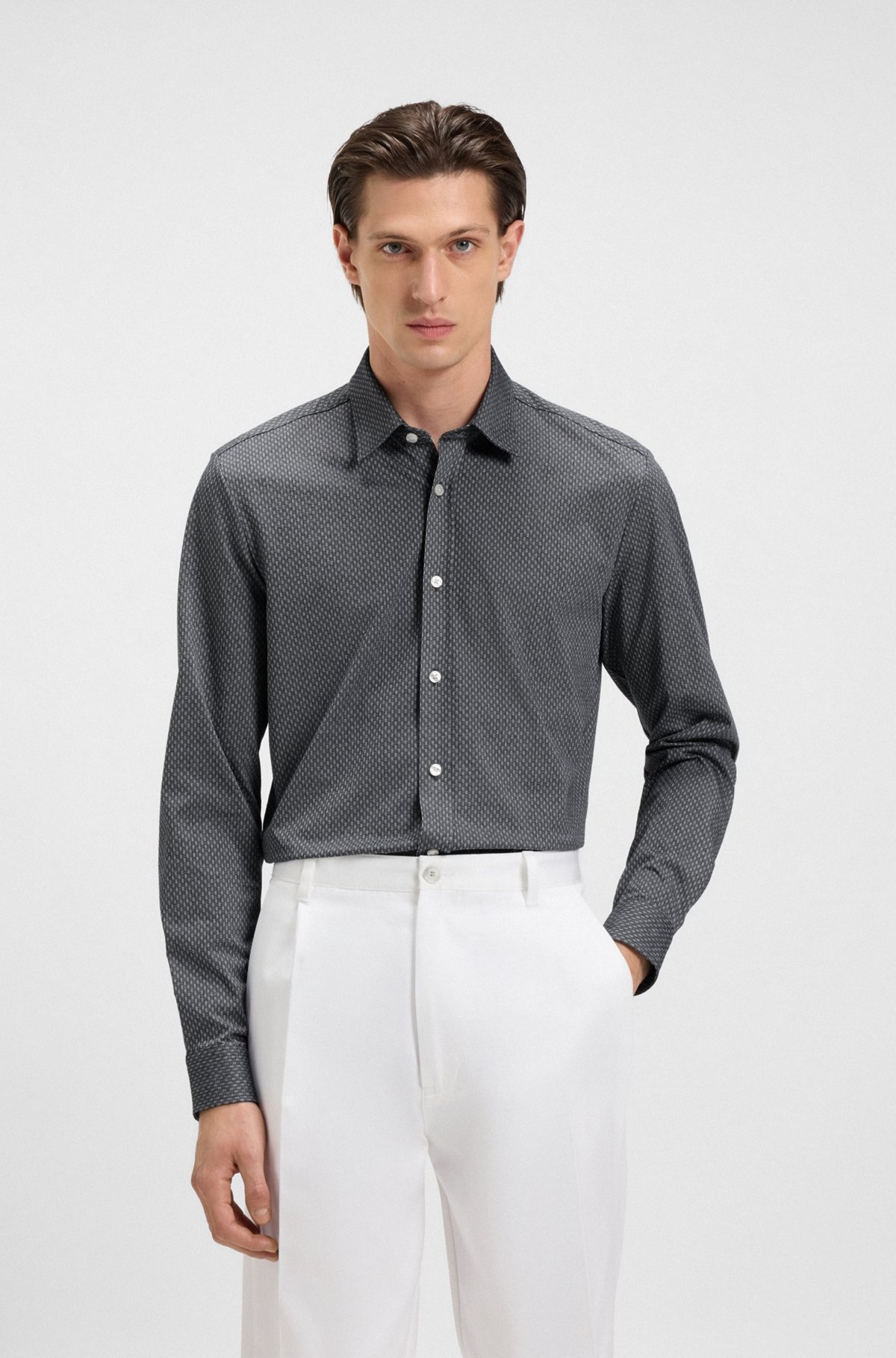EXTRA-SLIM-FIT SHIRT IN COTTON JACQUARD - 2