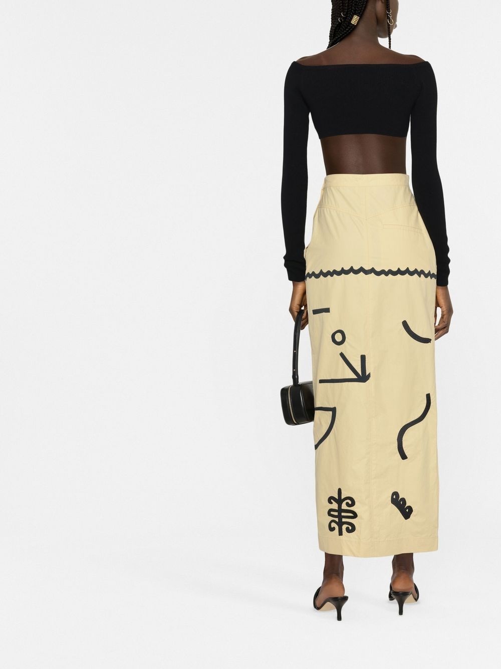 motif-print high-slit midi skirt - 4
