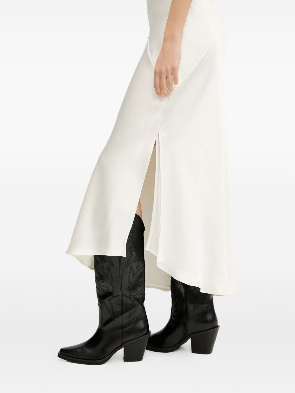 cowl-neck asymmetric maxi dress - 4