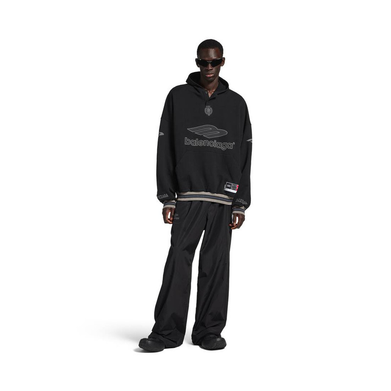 BALENCIAGA Men's 3b Football Polo Hoodie in Black/anthracite outlook
