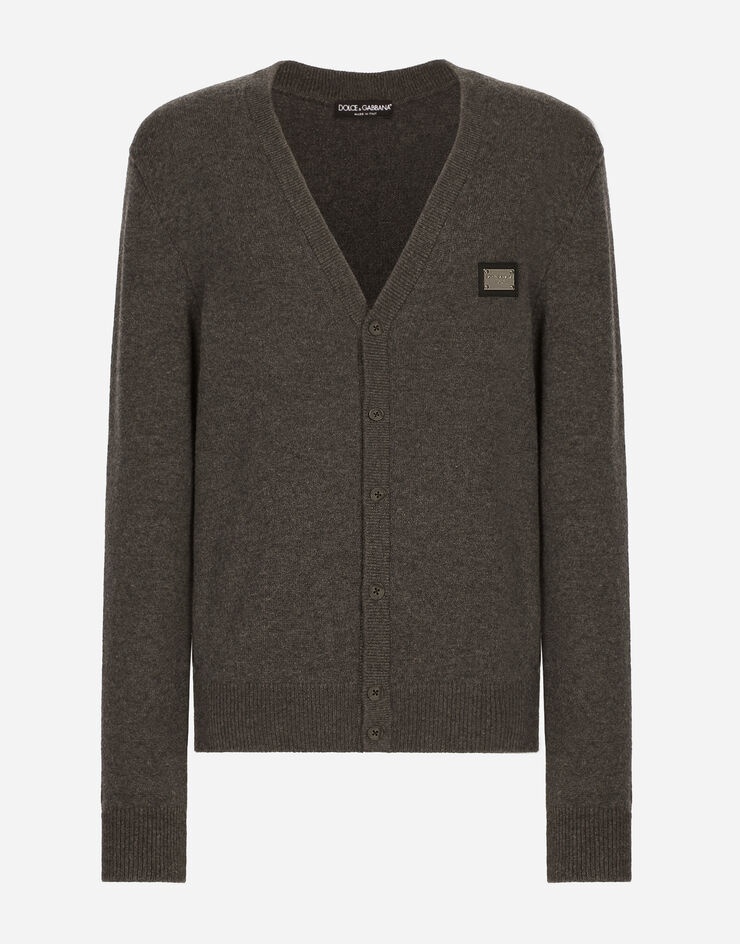 Cashmere and wool cardigan with branded tag - 1