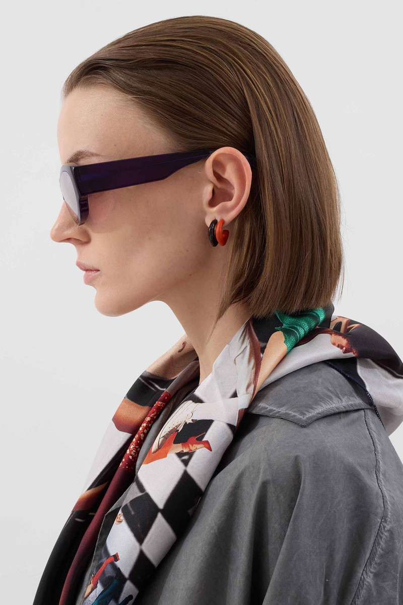 SUNNEI SINGLE METALLIZED EARRING / orange matte outlook