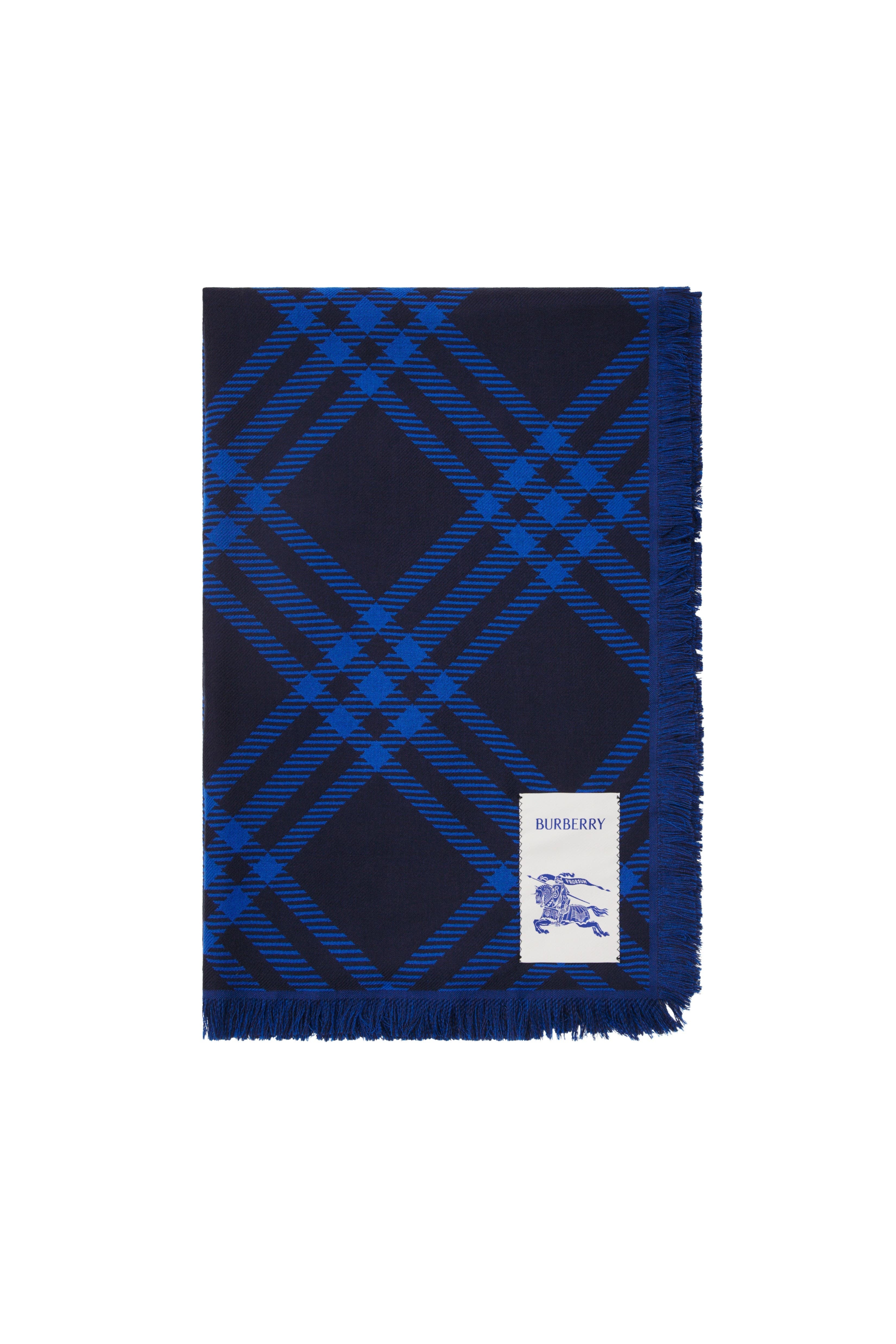 burberry Wide Check Wool Silk Scarf in Ink/blue at Nordstrom - 6