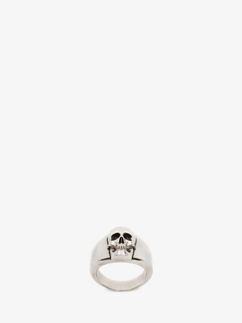 Skull Signet Ring in Antique Silver - 1